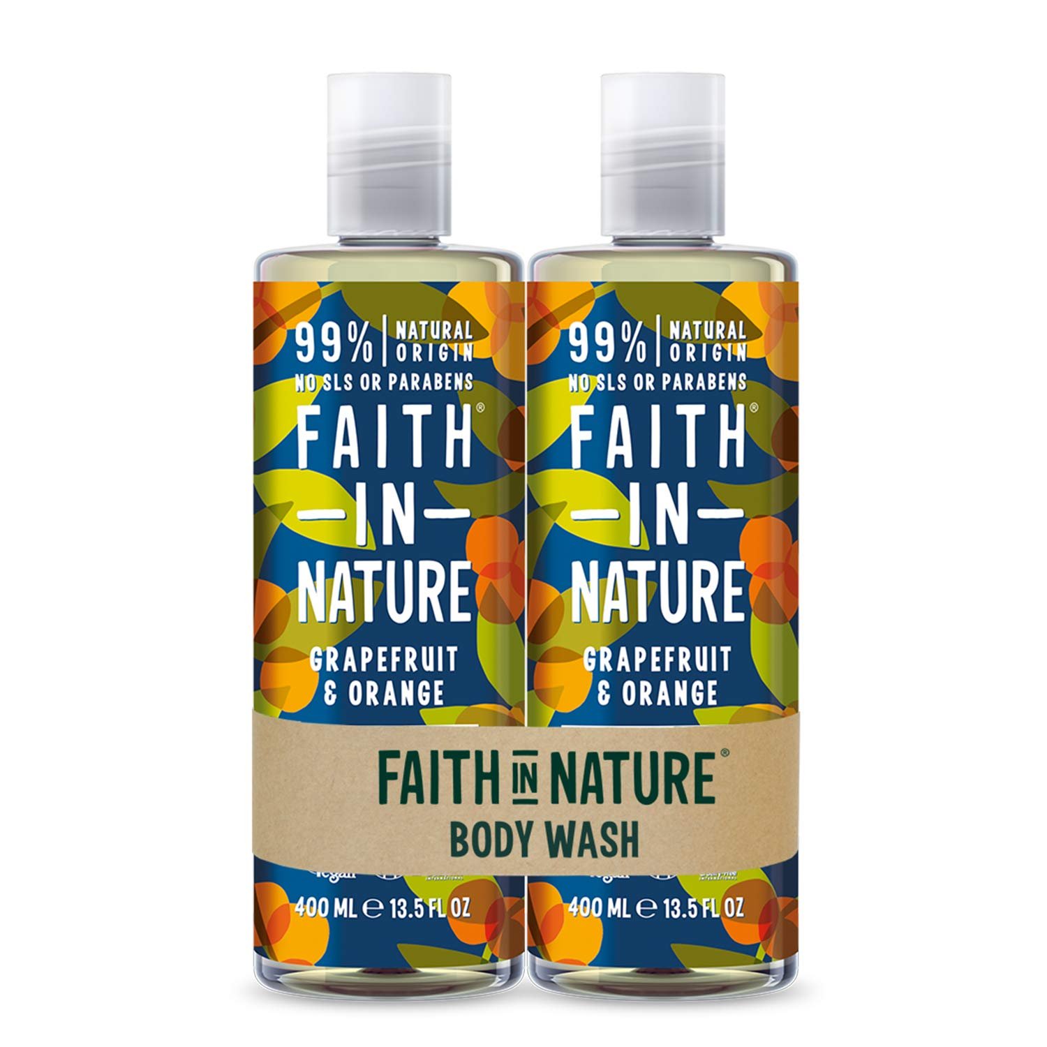 Гель для душу Faith In Nature Natural Grapefruit & Orange 2 х 400 мл, фото №1