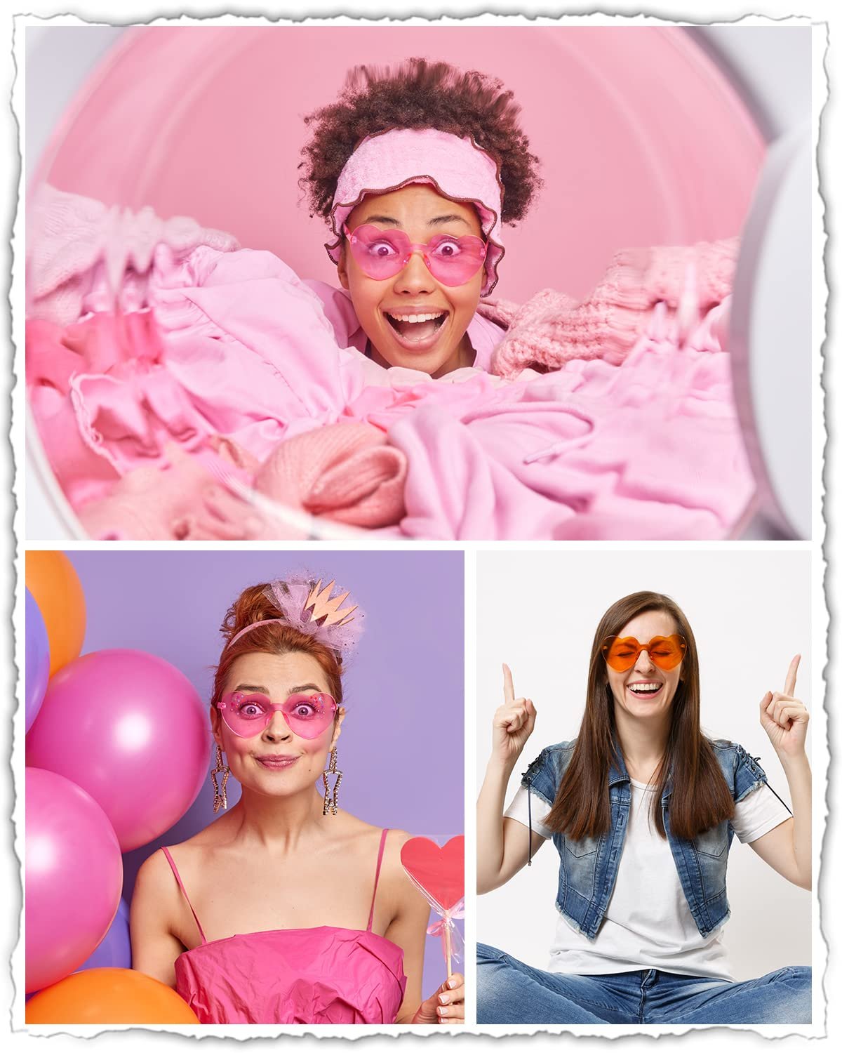 Сонцезахисні окуляри Без оправи Parsup Серце 14 пар Різнокольорові, фото №6