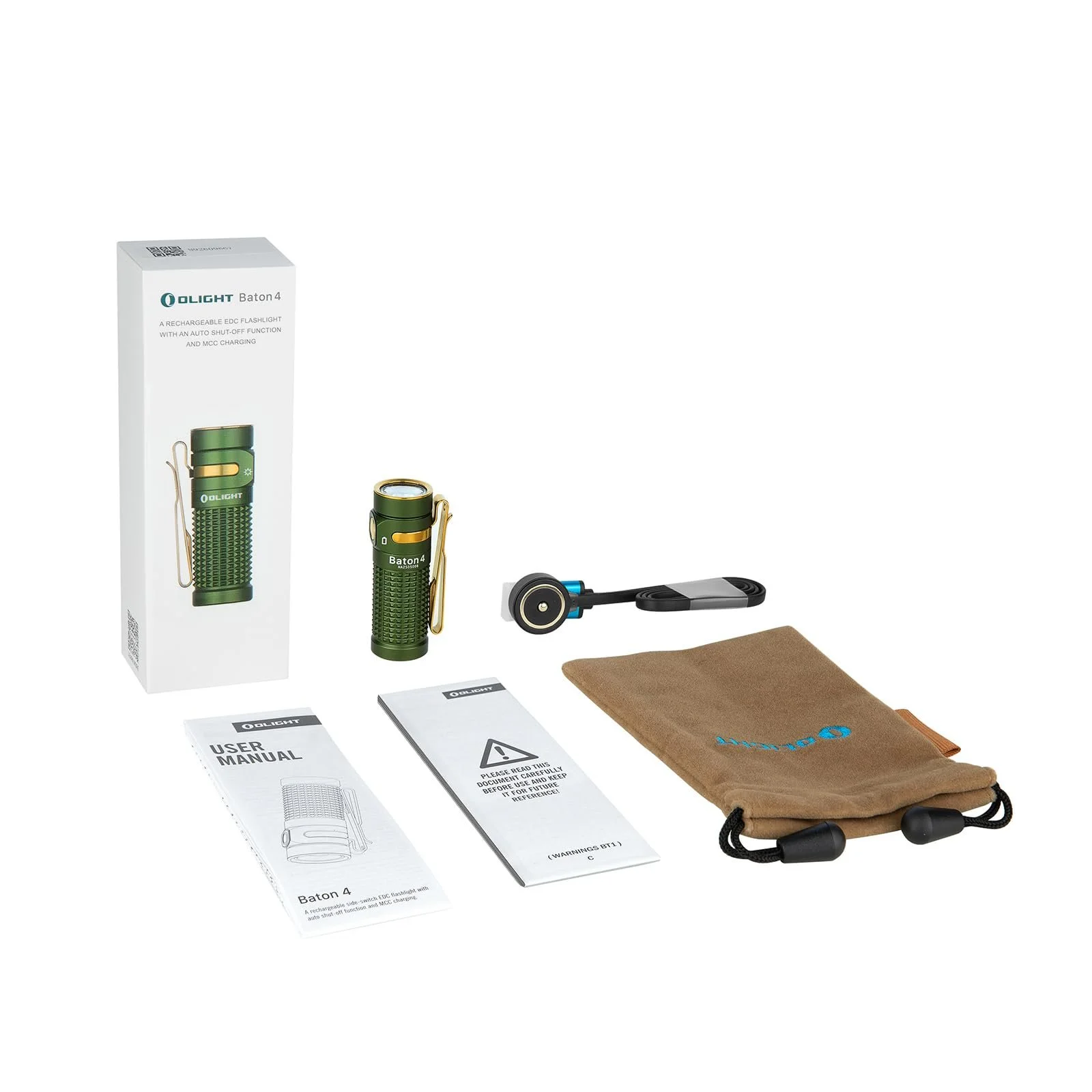 Ліхтар Olight Baton 4 LED Маленький Перезаряджуваний до 1300 люмен, дальність світла 170 м, надзвичайно яскравий мініліхтар з 6 режимами, час роботи 30 днів, міцний, IPX8 для щоденного використання, OD Green, фото №8