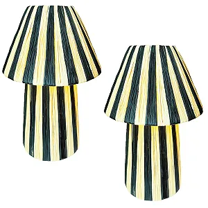 Настільна лампа Marrakech Morjan Набір 2 шт 40 см Рафія Бежево-чорна E27 - Фото 1