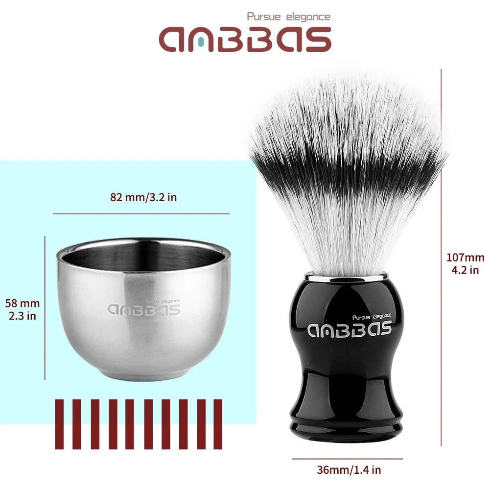 Помазок для бритья Anbbas Synthetic Hair с чашей и подставкой, фото №3