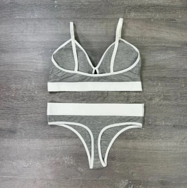 Хлопковый серый женский комплект рубчик, фото №2 Хлопковый серый женский комплект рубчик, фото №2