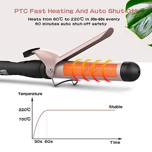 Плойка для волос Ceramic Tourmaline 1.25 дюйма LCD-дисплей 60-220°C с двойным напряжением и термоперчаткой synthetic.ua - Фото 1