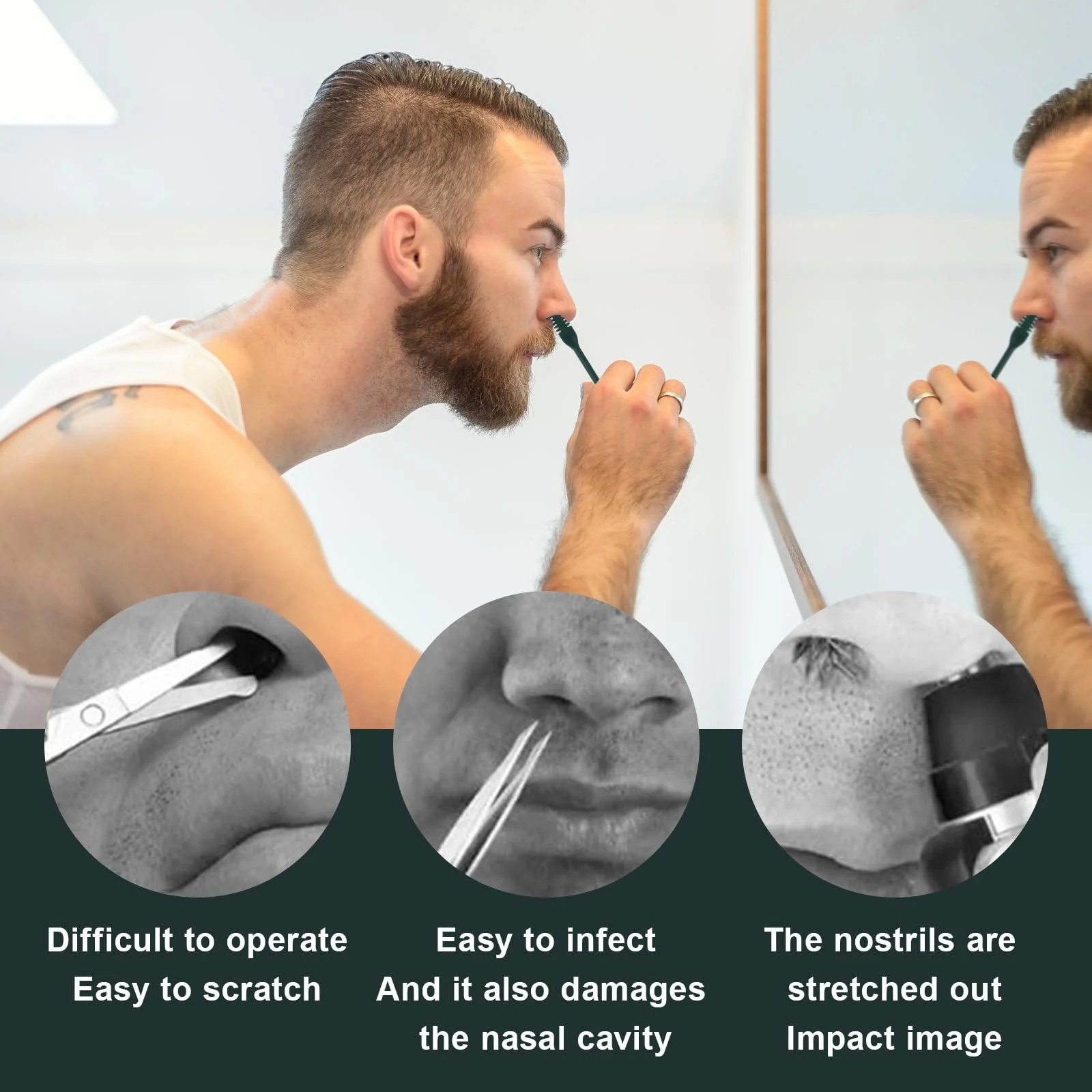 Тример Landrain Men's Nose Razor Nose Hair Remover Темно-зелений, фото №2