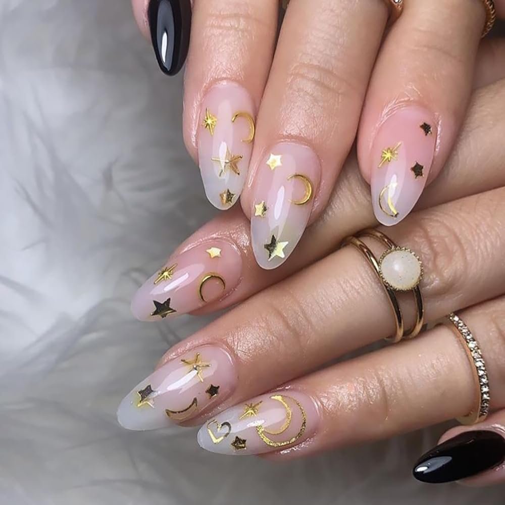 Набор украшений для ногтей 400 шт. Звезды Луна Металлические заклепки Стразы Звезды Луна Аксессуары для ногтей, фото №7