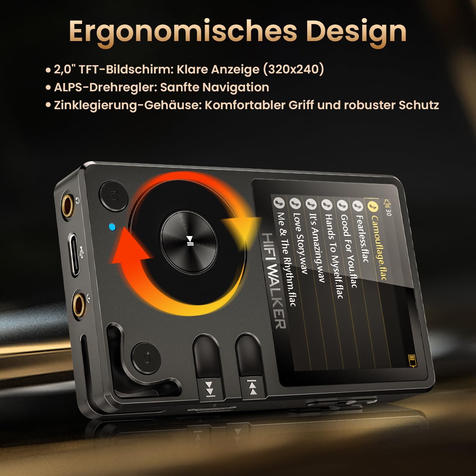 MP3-плеер HIFI WALKER H2 High Resolution Bluetooth FLAC WAV Цифровой Черный, фото №7