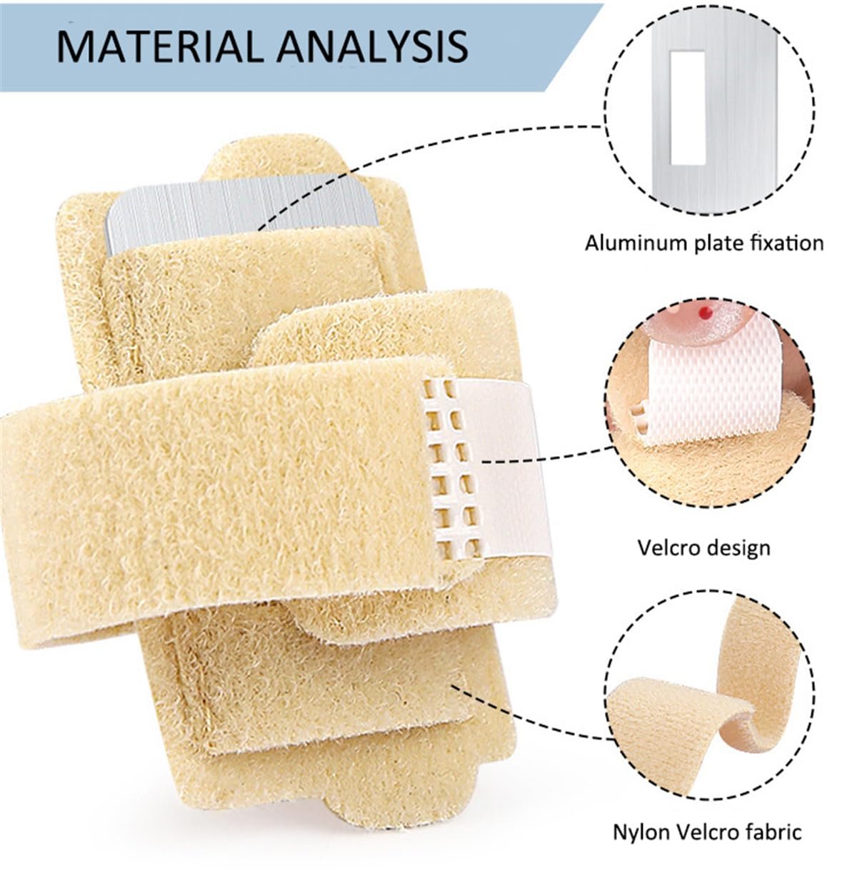 Выпрямитель для молотковидных пальцев Регулируемый выпрямитель для сломанных пальцев с алюминиевой пластиной, фото №3