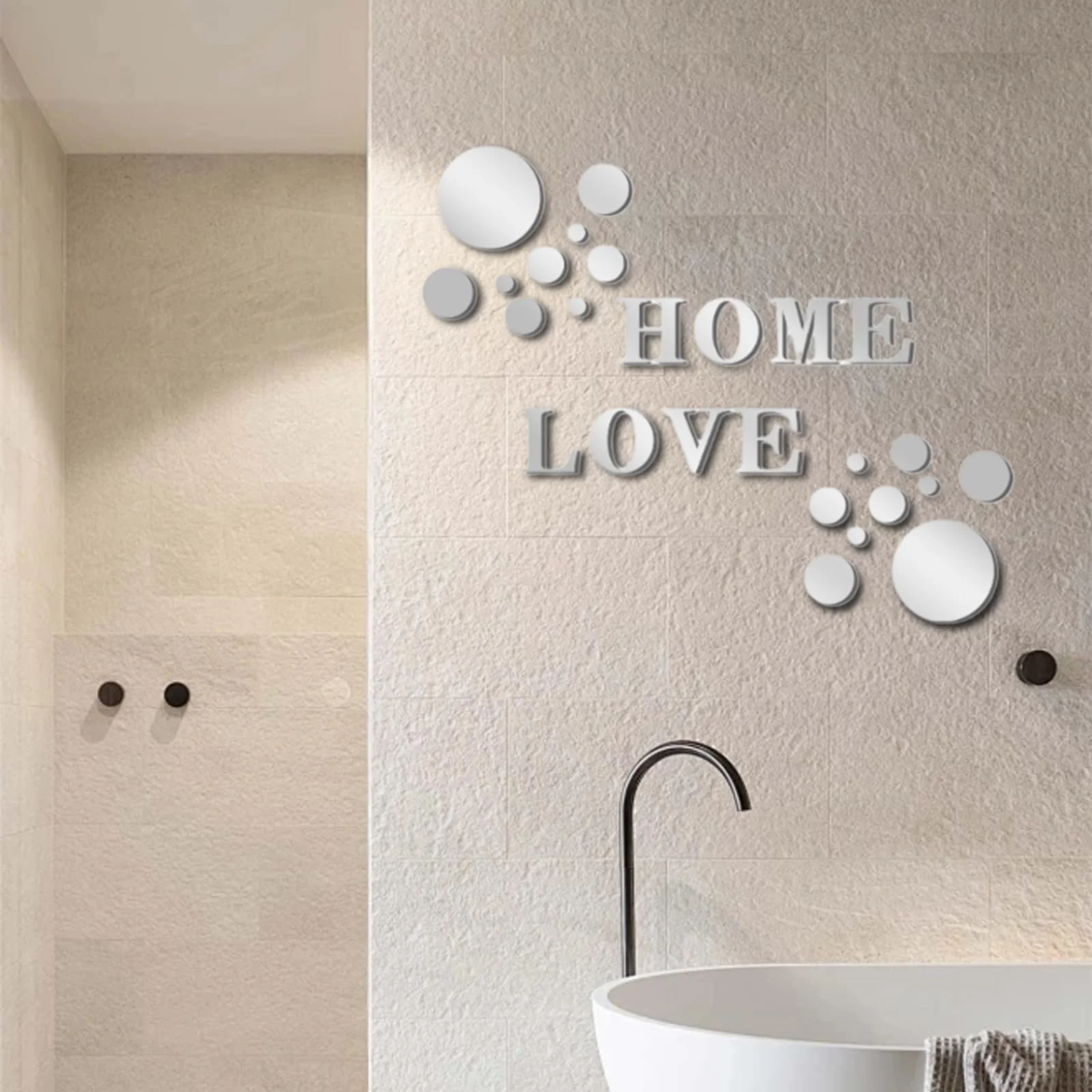 Наклейки на стіну Home Love 3D Акрилові Круглі 26 шт Сріблясті, фото №4