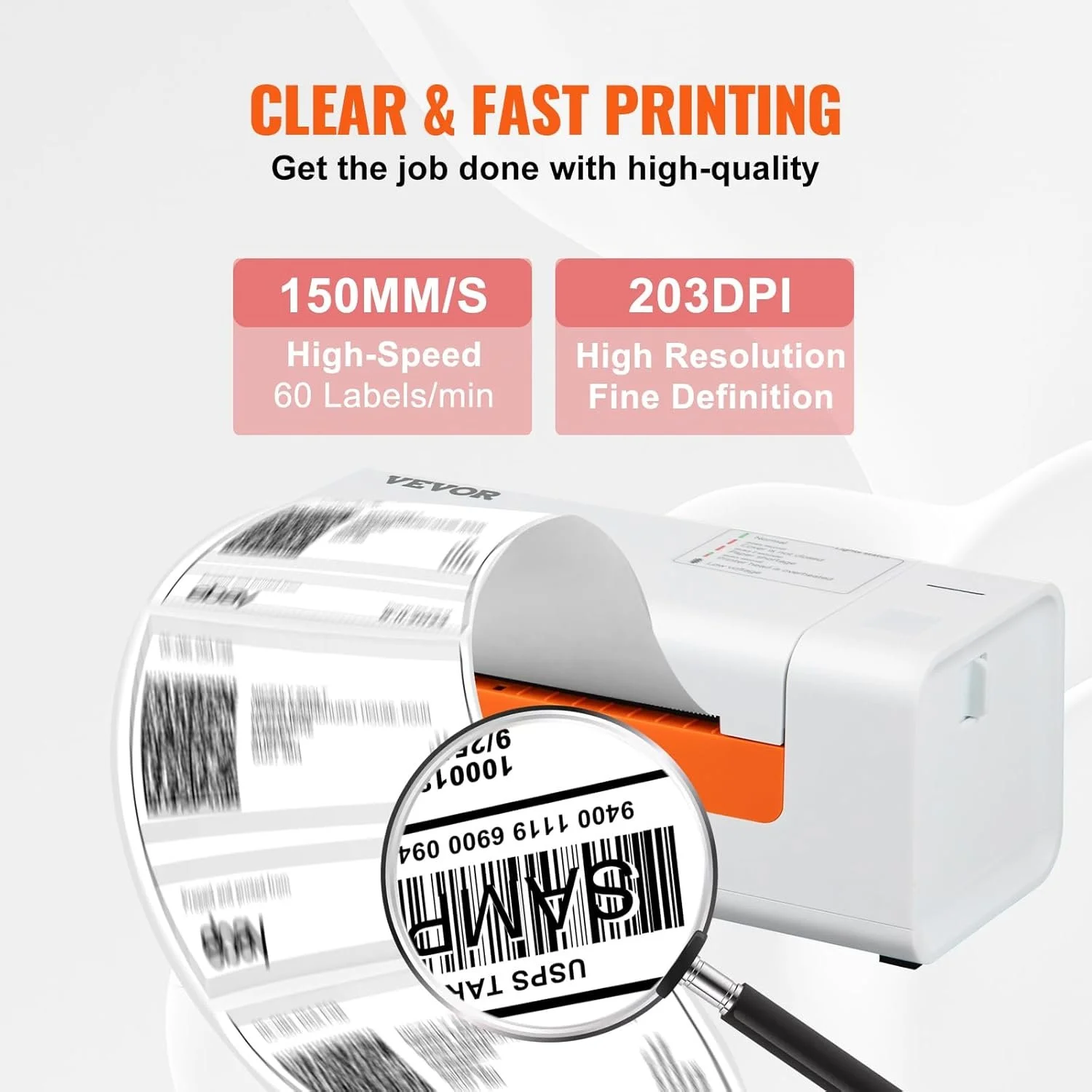 Термопринтер етикеток VEVOR Y486 Білий, фото №4 Термопринтер етикеток VEVOR Y486 Білий, фото №4
