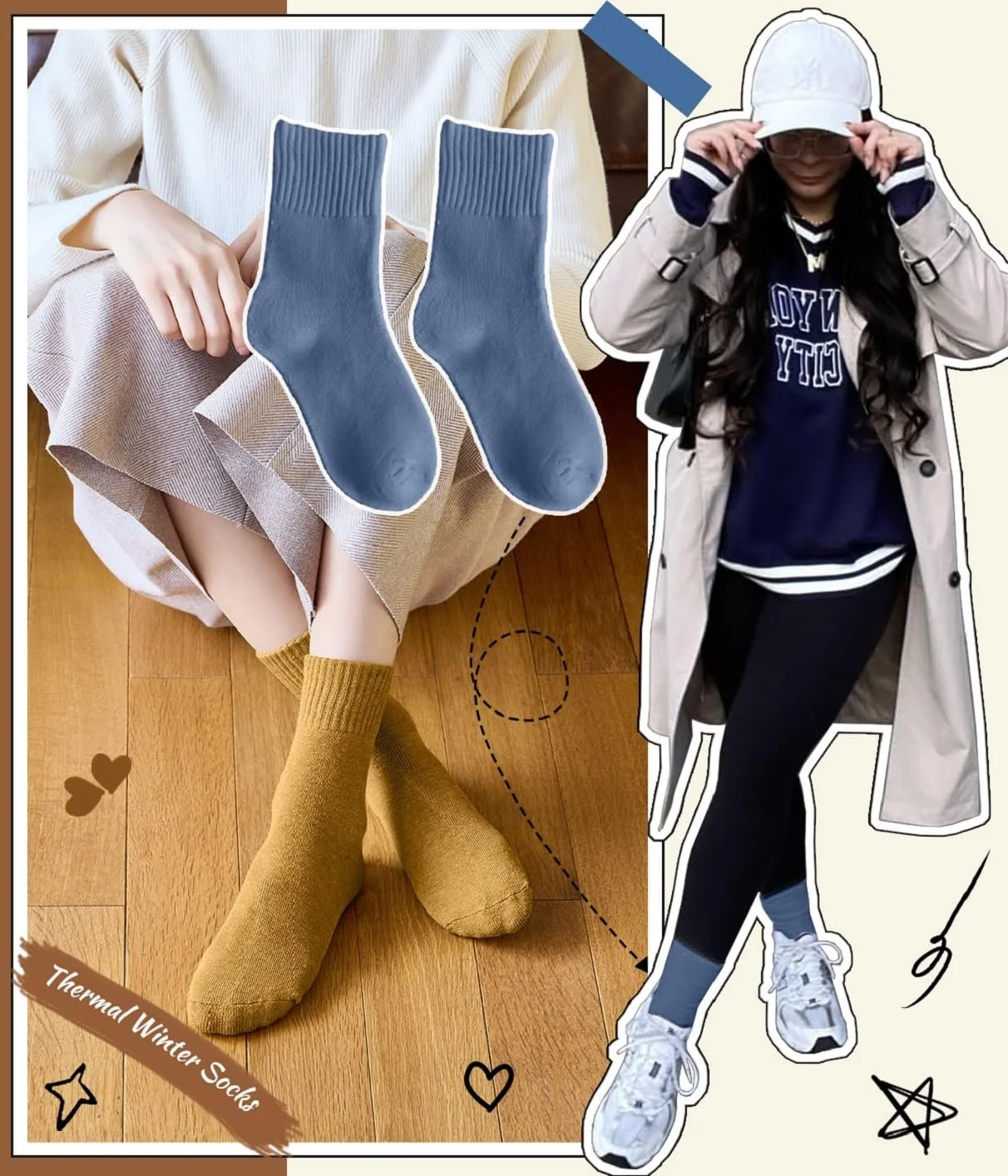 Теплые термоноски для женщин, набор 5 пар, фото №6