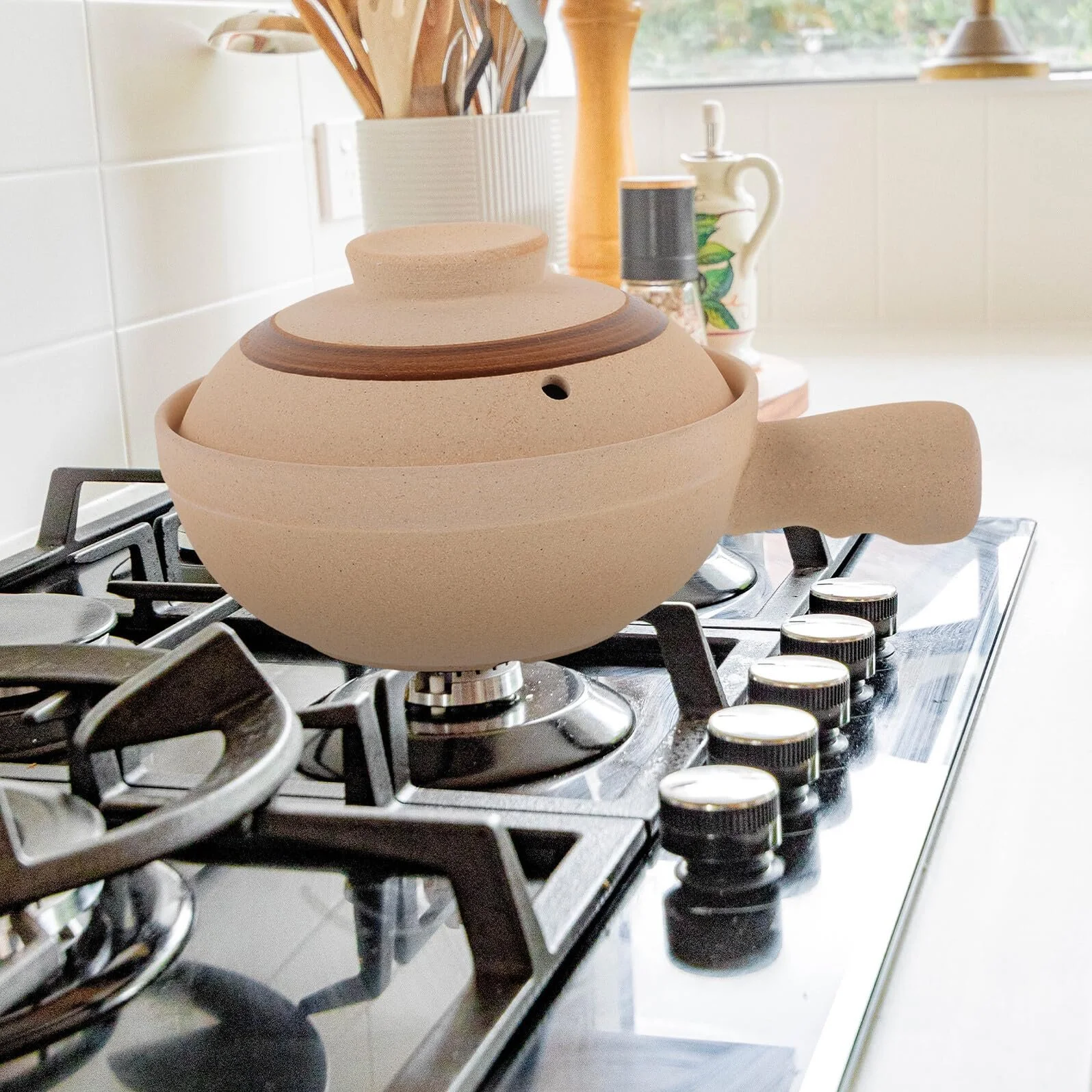 Кастрюля керамическая Toyvian с крышкой термостойкая одноручная для духовки, фото №9