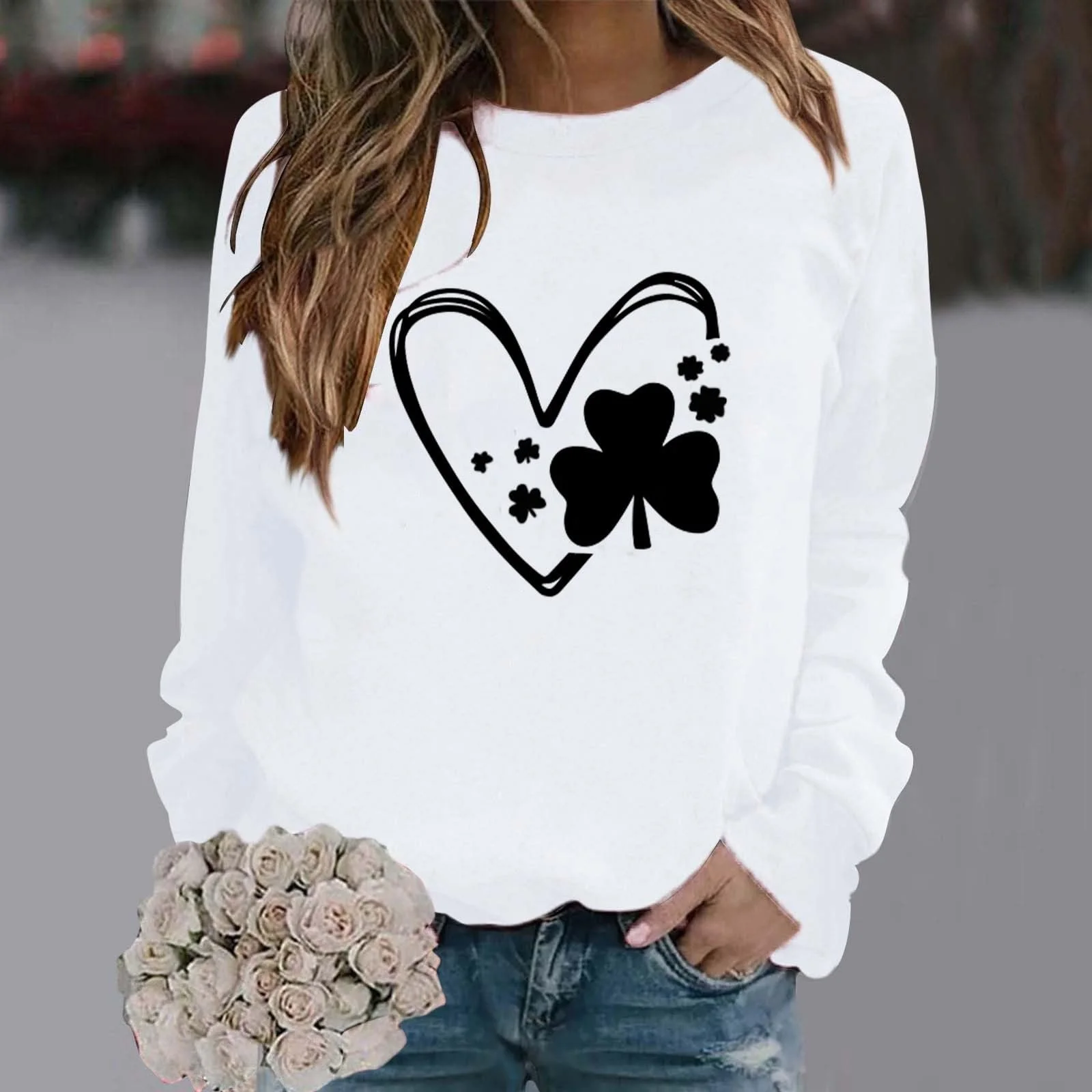 Толстовка HUIFUAO Женская День Святого Патрика Зеленый Клевер Шляпа Однотонный Цвет Ирландия Фестиваль Пуловер Мода Длинный Рукав Круглый Вырез, фото №3 Толстовка HUIFUAO Женская День Святого Патрика Зеленый Клевер Шляпа Однотонный Цвет Ирландия Фестиваль Пуловер Мода Длинный Рукав Круглый Вырез, фото №3