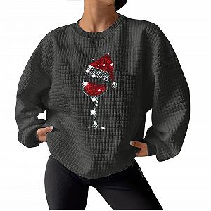 Жіночий Різдвяний світшот Елегантний Різдвяний келих для вина - Фото 1