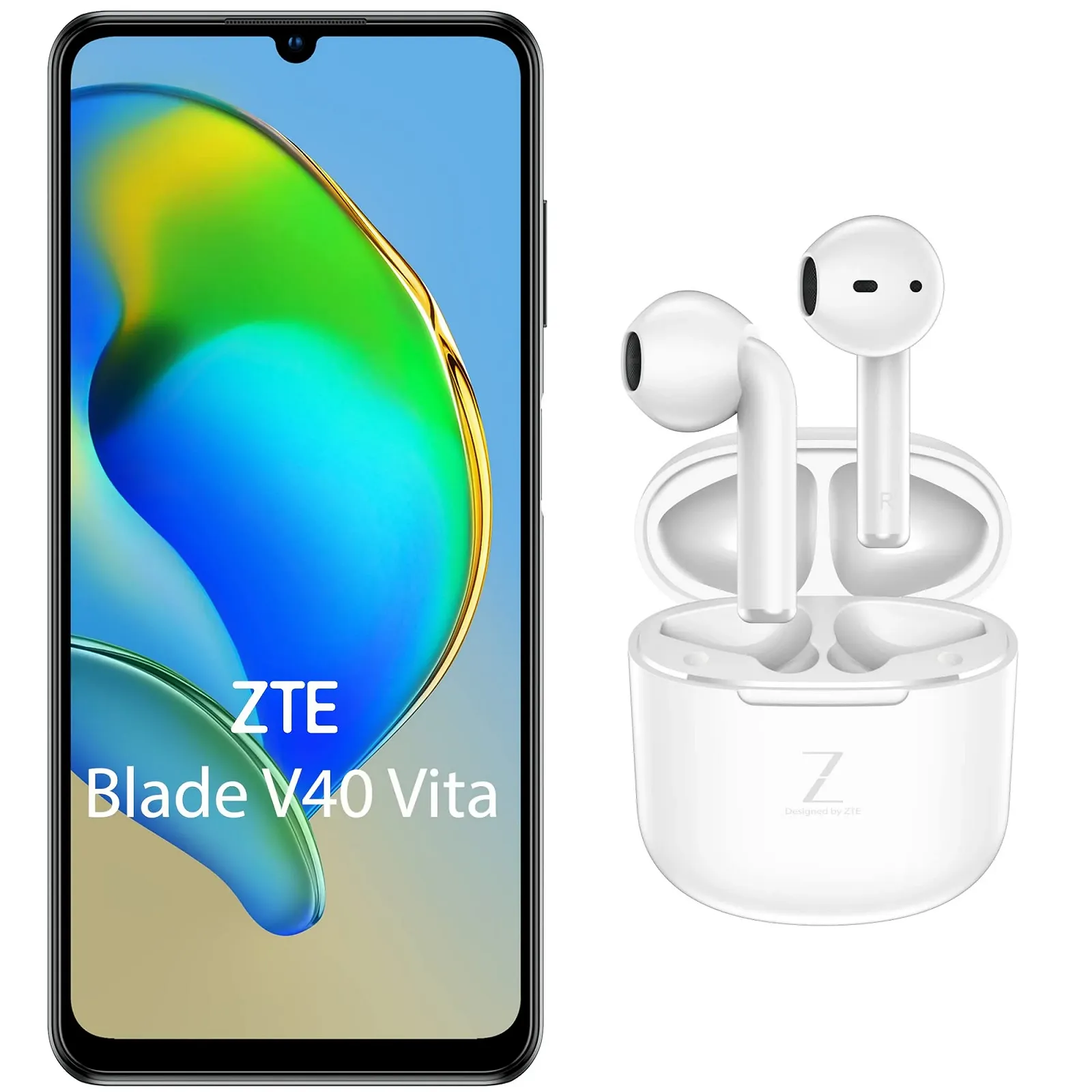 Смартфон ZTE Blade V40 Vita + навушники ZTE Buds White 17.13 см (6.75 дюйма) HD+ дисплей 4G LTE 4GB RAM 128GB Dual SIM Android R Чорний, фото №1 Смартфон ZTE Blade V40 Vita + навушники ZTE Buds White 17.13 см (6.75 дюйма) HD+ дисплей 4G LTE 4GB RAM 128GB Dual SIM Android R Чорний, фото №1