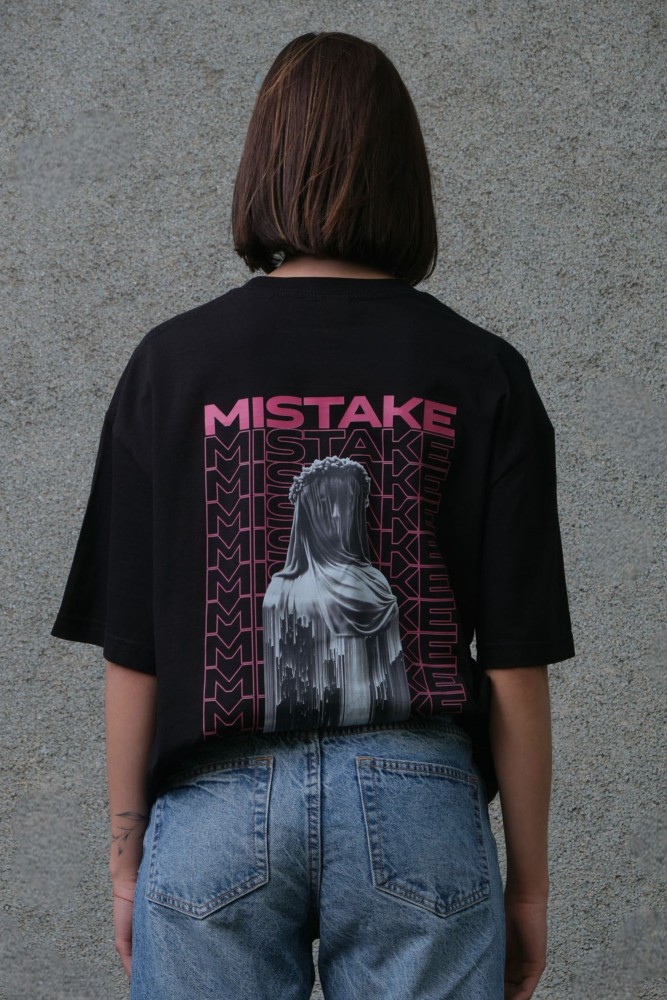 Оверсайз футболка з принтом Without mistake black, фото №4