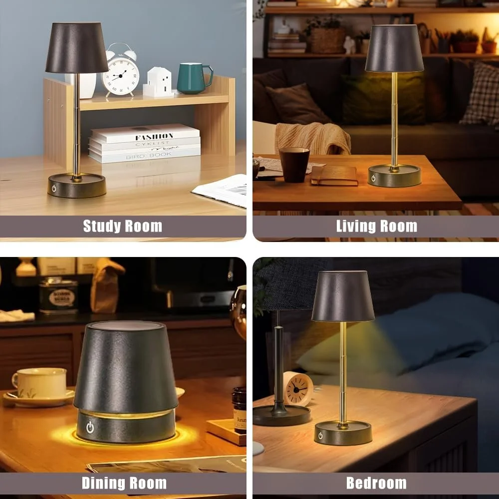 Настільна лампа LED бездротова акумуляторна телескопічна сенсорна регульована яскравість 2 шт., фото №6