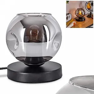 Настільна лампа Ripoll Метал/Скло 15 см E27 Чорний/Димчастий - Фото 1