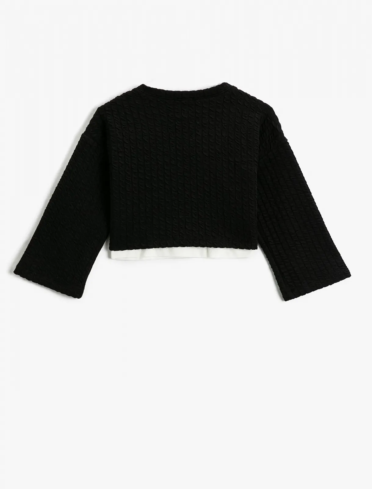 Укорочений світшот Koton з довгими широкими рукавами, контрастним кольором та круглим вирізом для дівчат, фото №2 Укорочений світшот Koton з довгими широкими рукавами, контрастним кольором та круглим вирізом для дівчат, фото №2