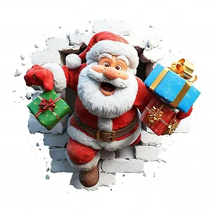 Наклейка на стіну 3D Santa Claus Christmas Sticker - Фото 1