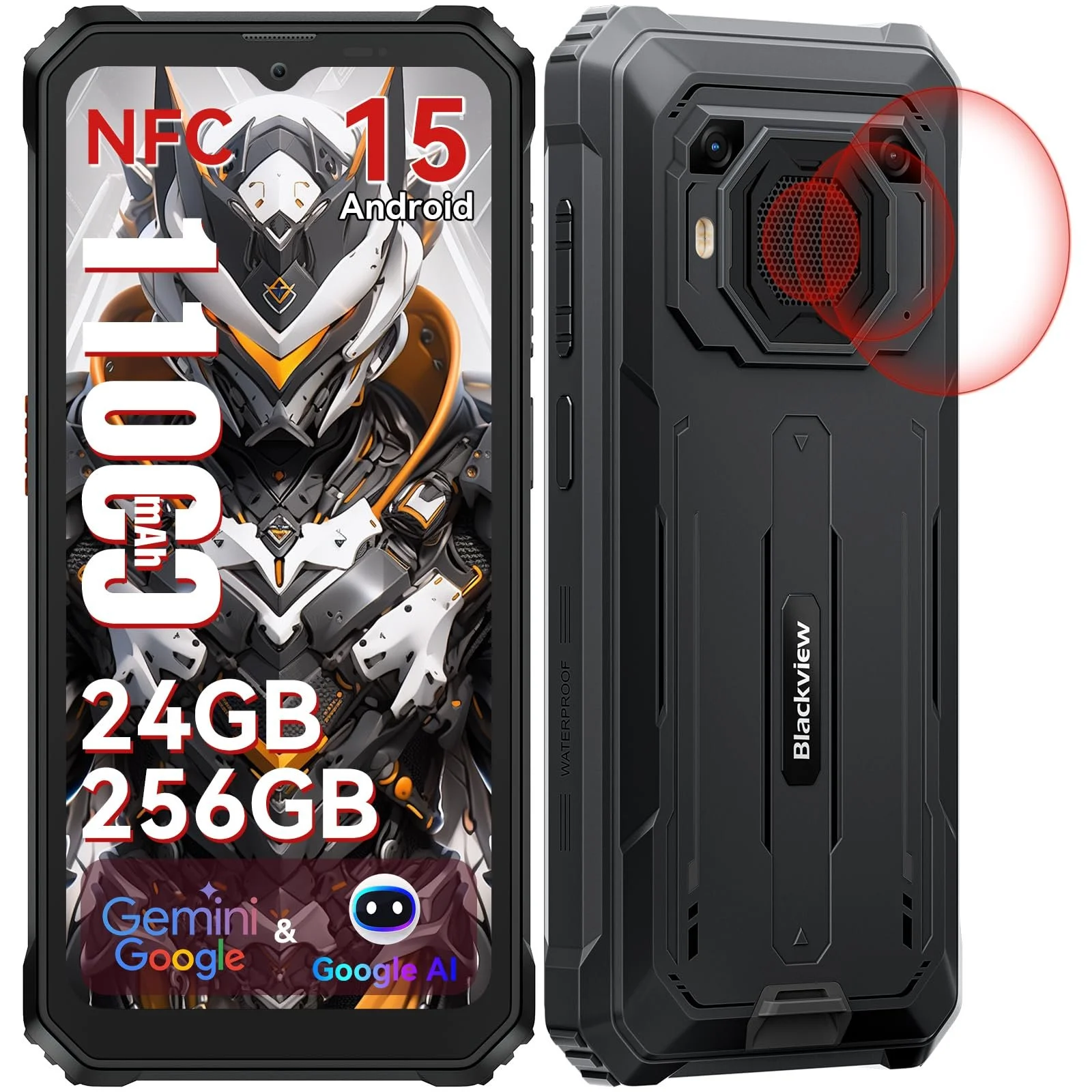 Смартфон Blackview BV6200 Plus 24GB + 256GB 11000 мАч IP68/IP69K 6.56 дюйма 90 Гц Black, фото №1