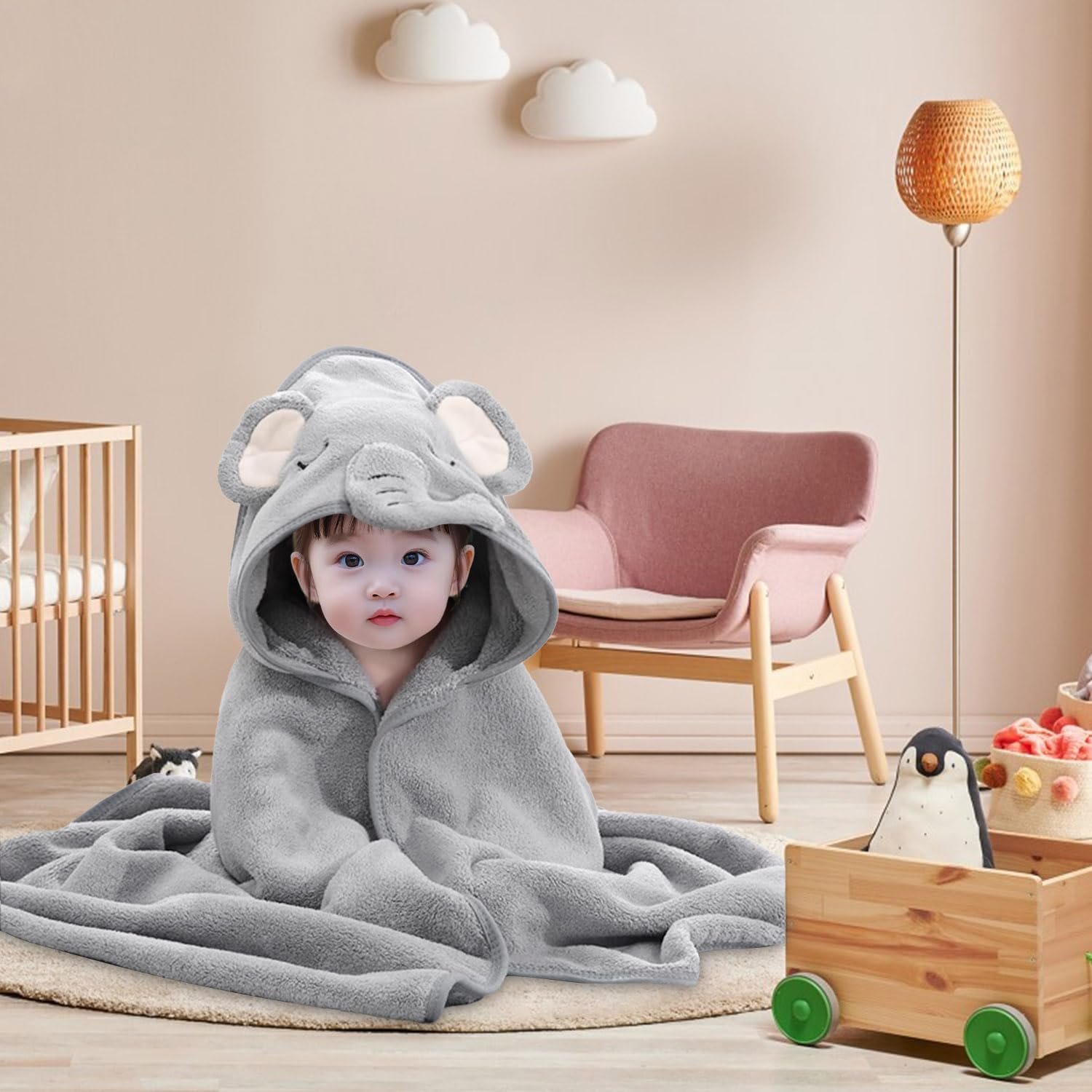 Детское банное полотенце с капюшоном 80 x 80 см, 3 штуки, фото №3