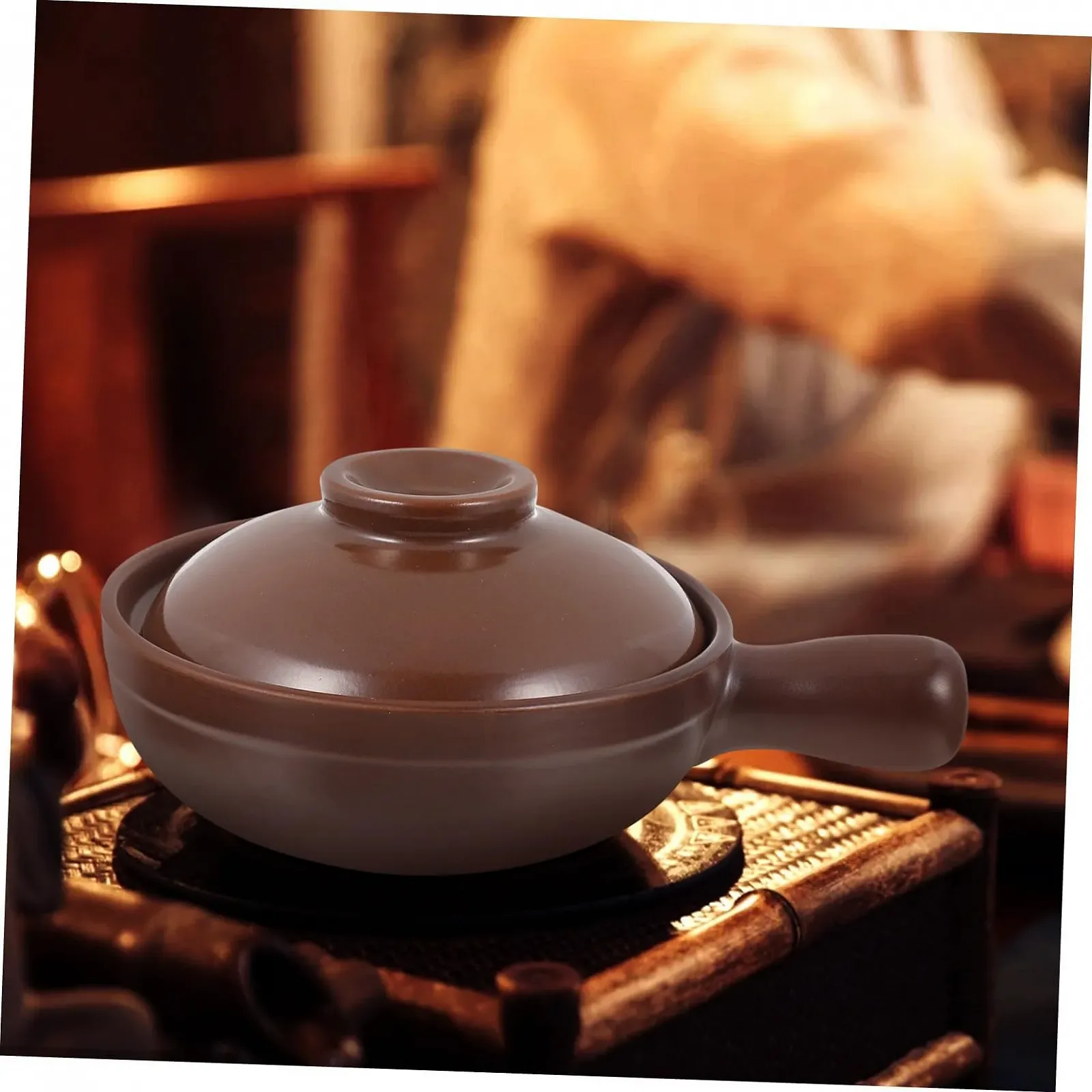 Ківш для тушкування керамічний термостійкий з ручками та підставкою, фото №9