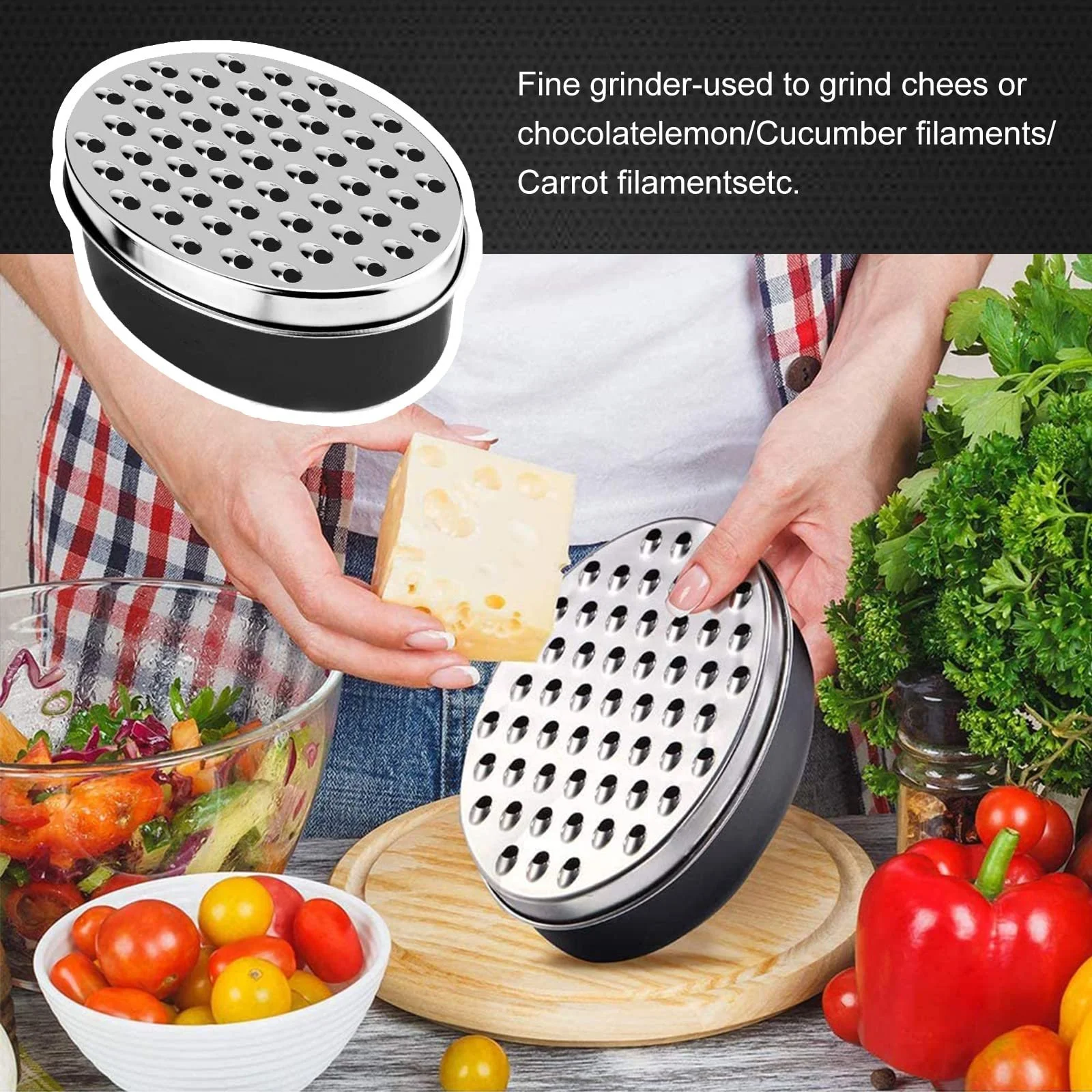 Терка з контейнером, кухонна терка з 2 розмірами для сиру, імбиру, лимона, моркви, овочів, фото №2 Терка з контейнером, кухонна терка з 2 розмірами для сиру, імбиру, лимона, моркви, овочів, фото №2