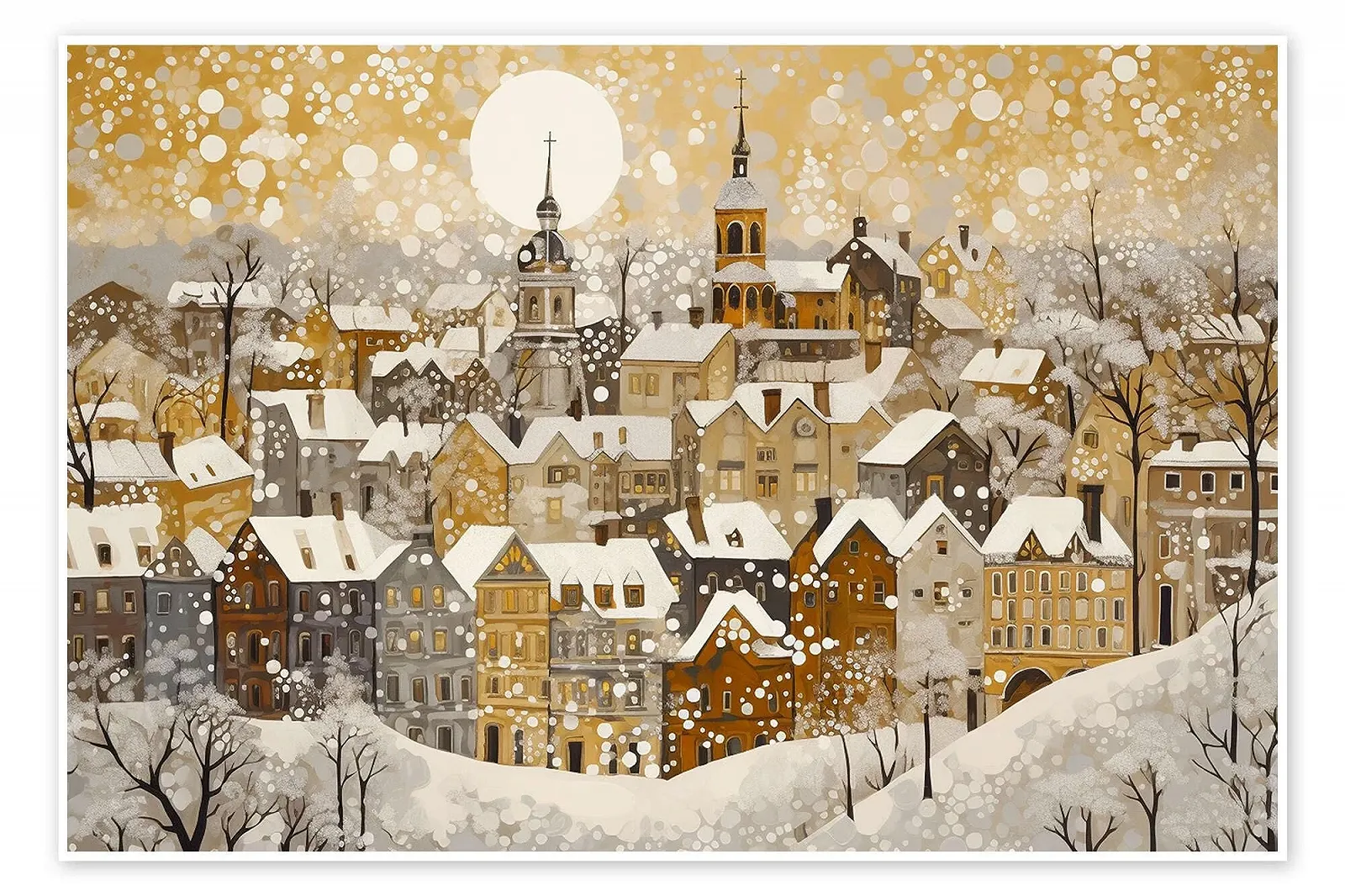 Постер Michael Artefacti Golden Winter in the City 90 x 60 см Золотистый, фото №1 Постер Michael Artefacti Golden Winter in the City 90 x 60 см Золотистый, фото №1