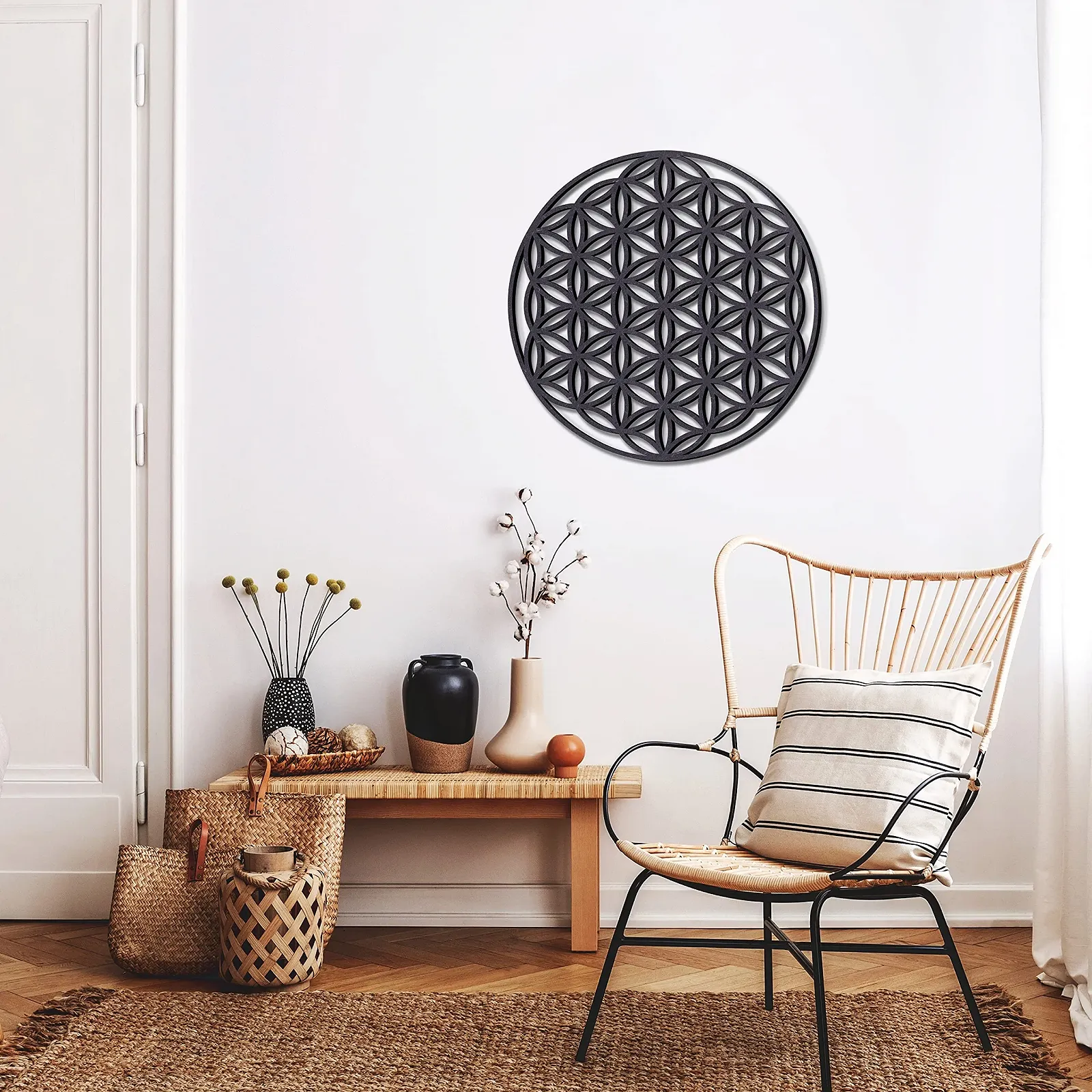 Настінна картина KUINEA Flower of Life діаметр 42 см кругла дерев'яна антрацит, фото №7 Настінна картина KUINEA Flower of Life діаметр 42 см кругла дерев'яна антрацит, фото №7