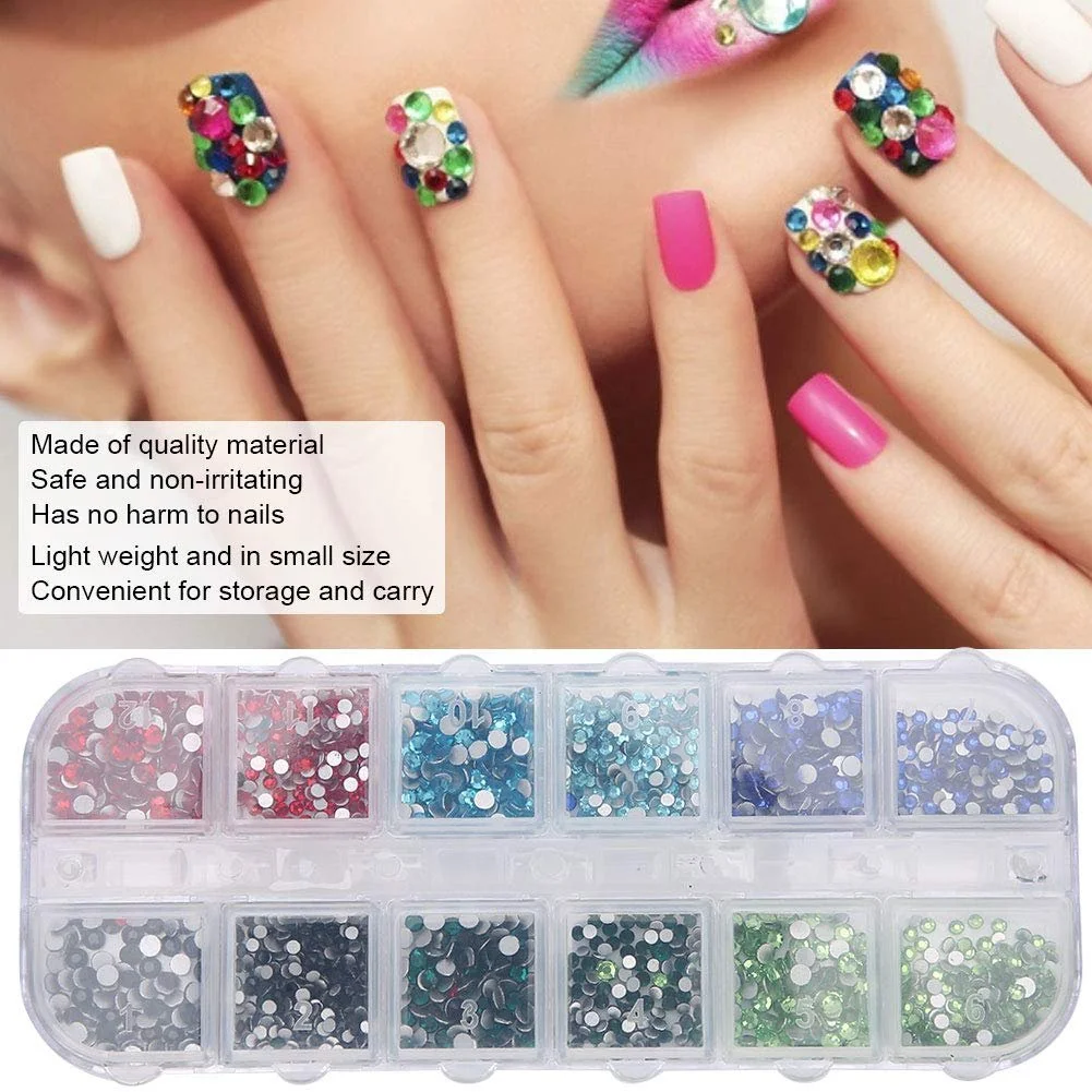 Стразы для ногтей 12 сеток DIY украшения для ногтей макияж блестки жемчужины аксессуары для ногтей инструмент для маникюра для дома и салона (6#), фото №7