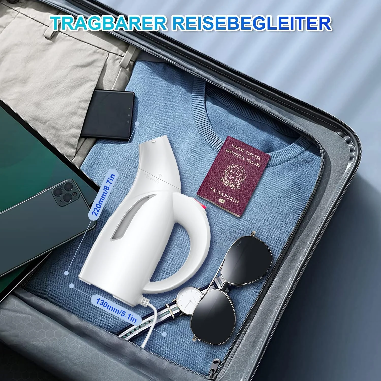 Дорожній відпарювач Onherm 700 Вт 140 мл 50 с нагрівання білий, фото №4