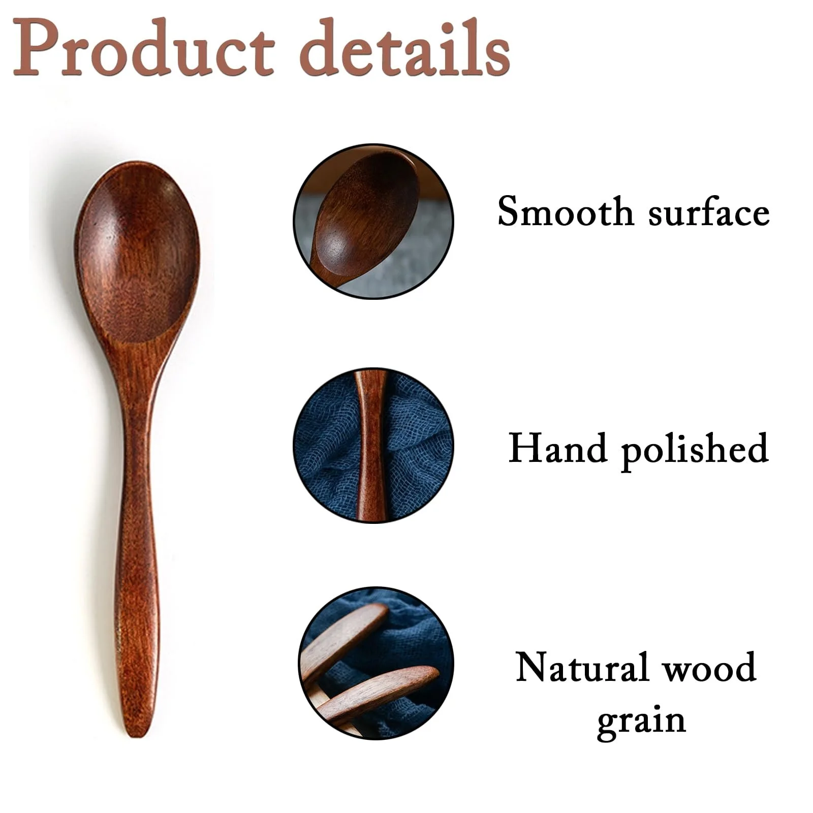 Ложка Дерев'яна Набір з 6 штук 14.5 см Натуральне Дерево, фото №3