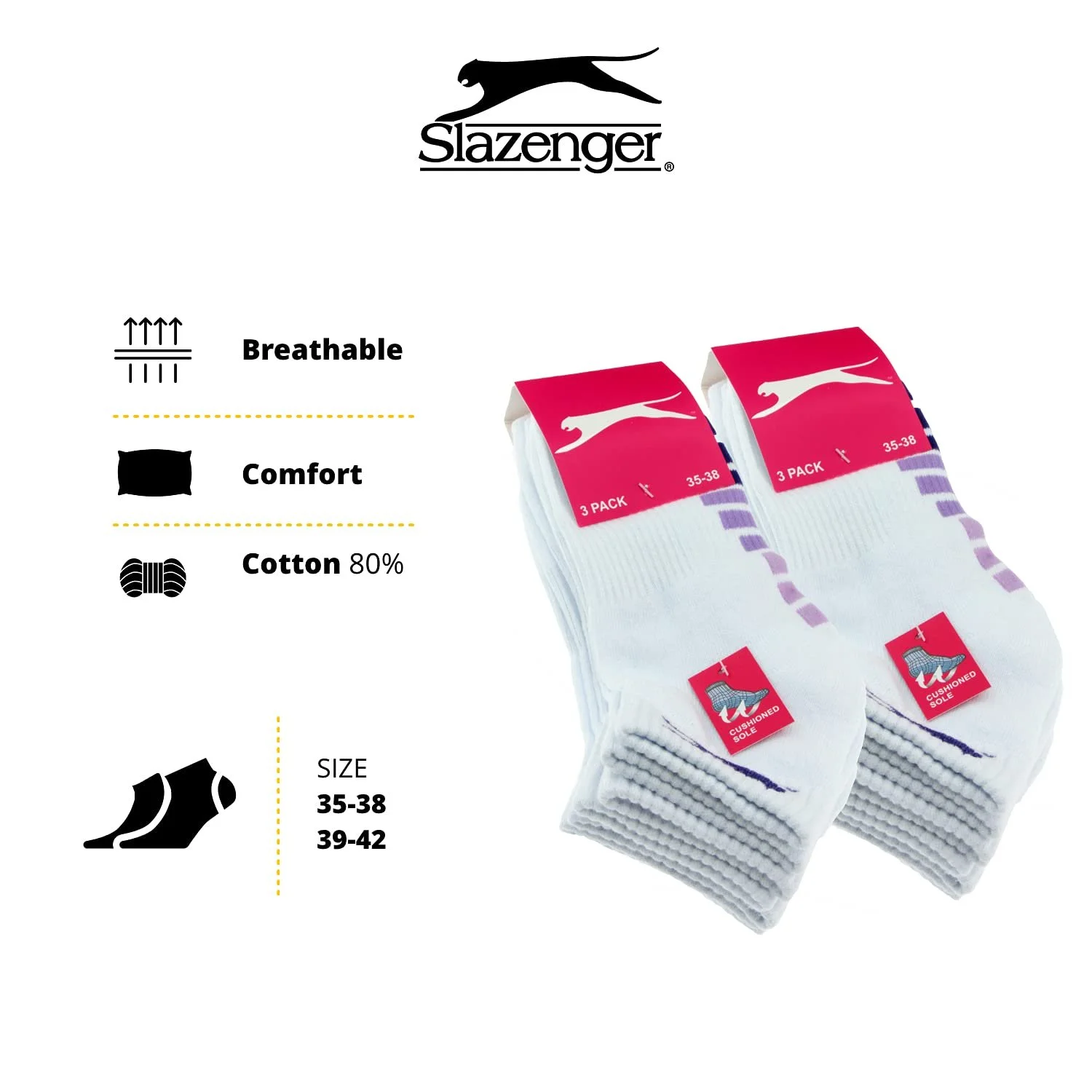 Шкарпетки Slazenger Quarter 6 пар, фото №3 Шкарпетки Slazenger Quarter 6 пар, фото №3