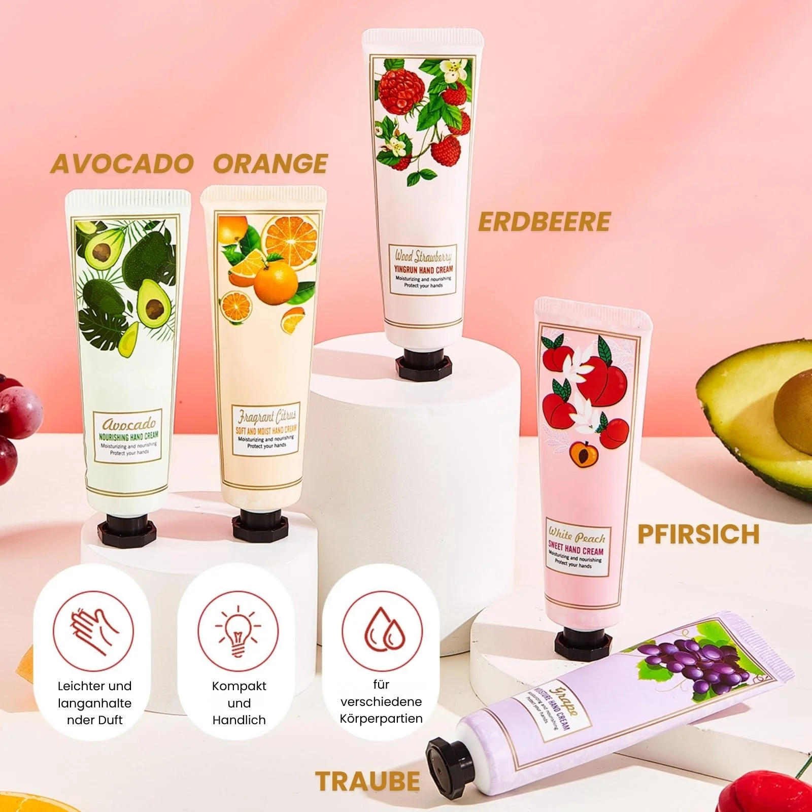 Крем для рук Міні Набір Жіночий Фруктовий 5 шт, фото №4 Крем для рук Міні Набір Жіночий Фруктовий 5 шт, фото №4