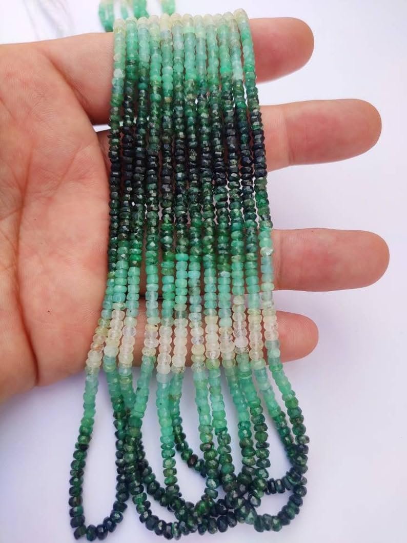Натуральный изумруд, граненые бусины рондель, 3-4 мм, нить длиной 40 см бусины из драгоценных камней для ожерелья, браслета, фото №1