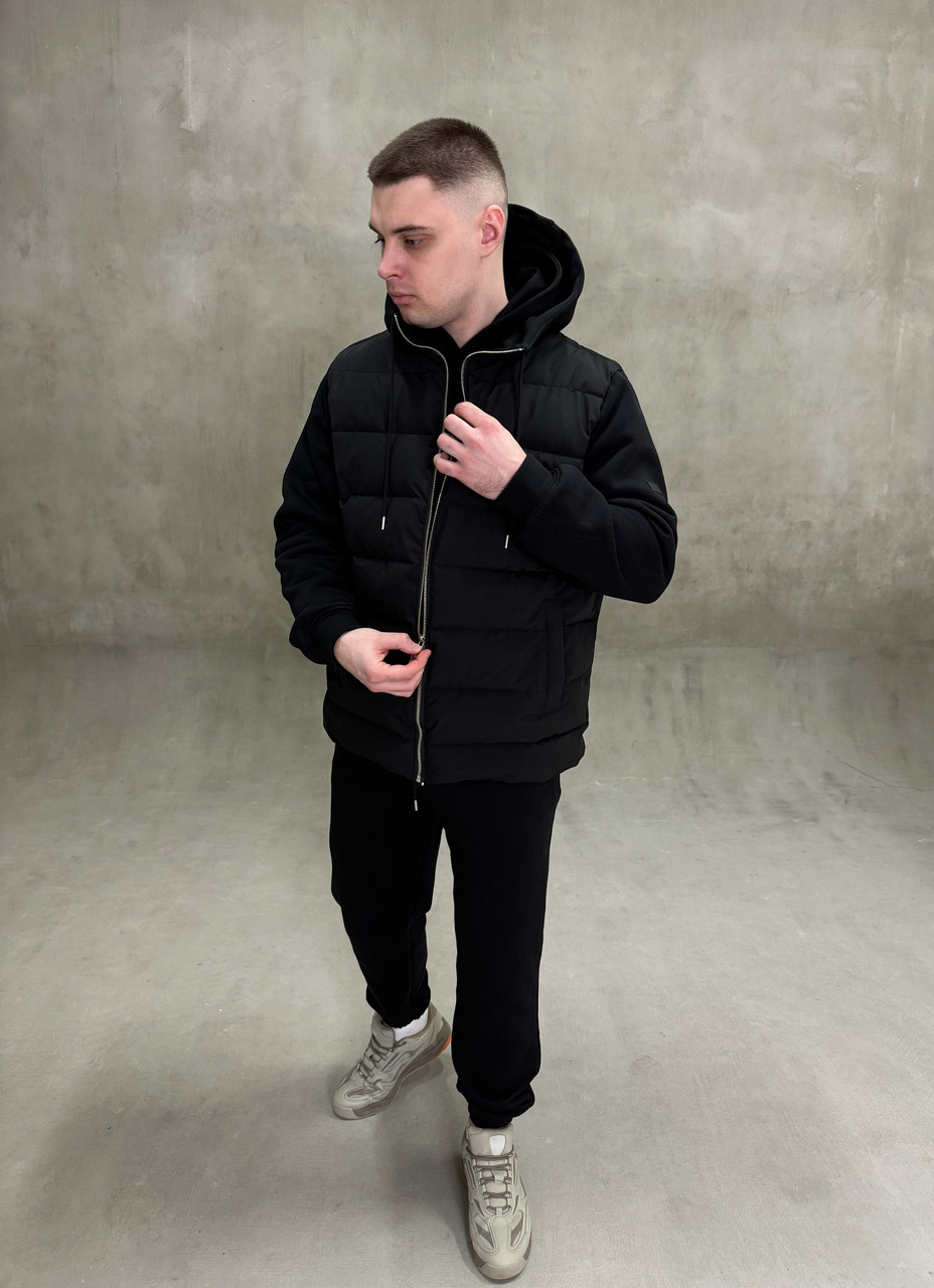 Куртка чоловіча демісезонна Infinity чорна весна з капушеном M, фото №2 Куртка чоловіча демісезонна Infinity чорна весна з капушеном M, фото №2