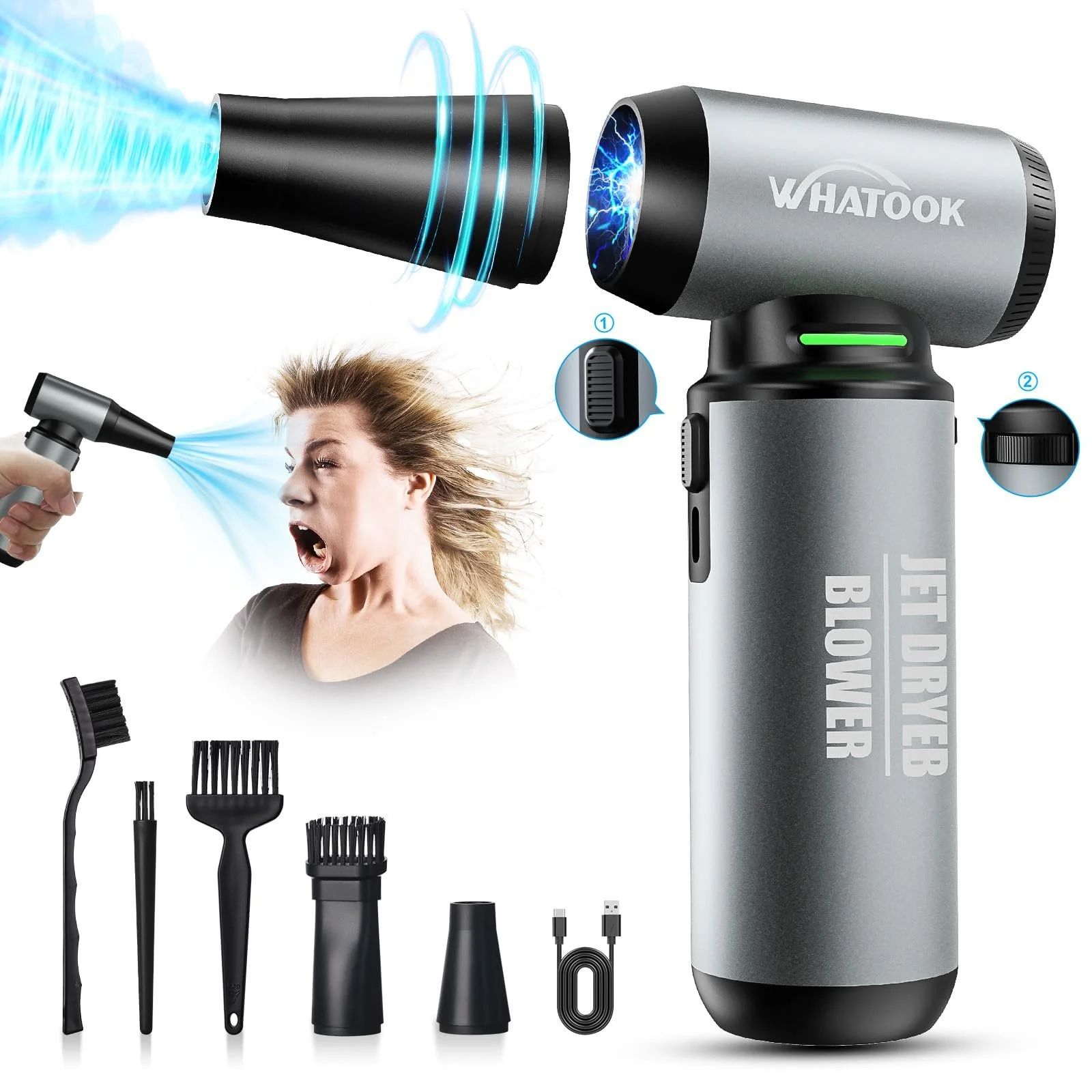 Электрический воздуходувка 200,000 rpm металлический 10000 mAh, фото №1 Электрический воздуходувка 200,000 rpm металлический 10000 mAh, фото №1