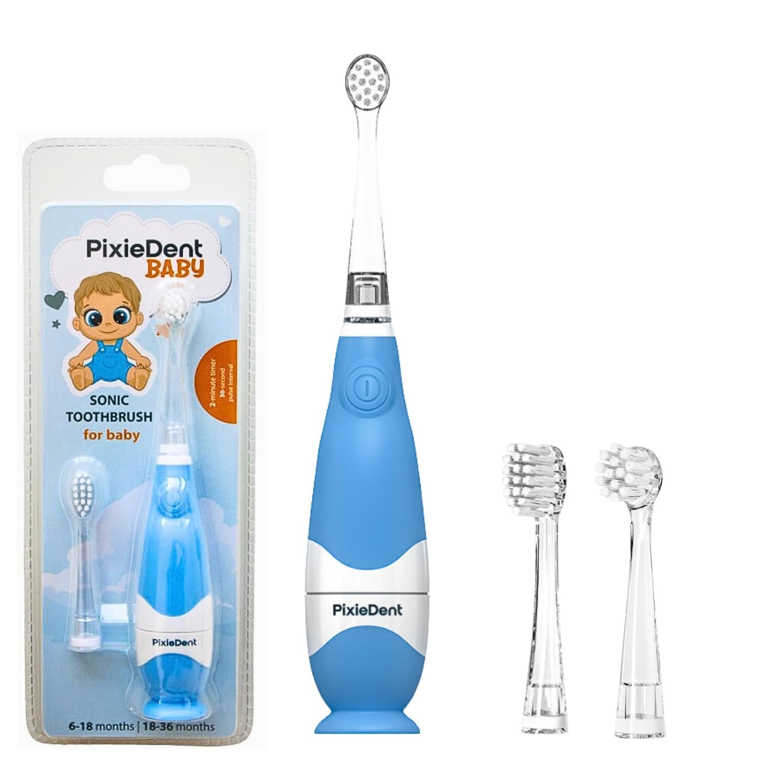 Дитяча електрична звукова зубна щітка PixieDent Таймер LED 0-3 роки Blue Baby, фото №8