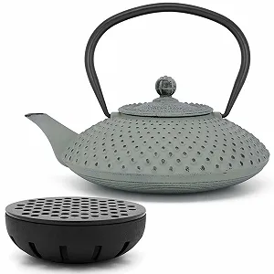 Чайник-заварник Bredemeijer Asia Flat з чавуну 1.25 літра, зелений, з підставкою для підігріву та фільтром - Фото 1