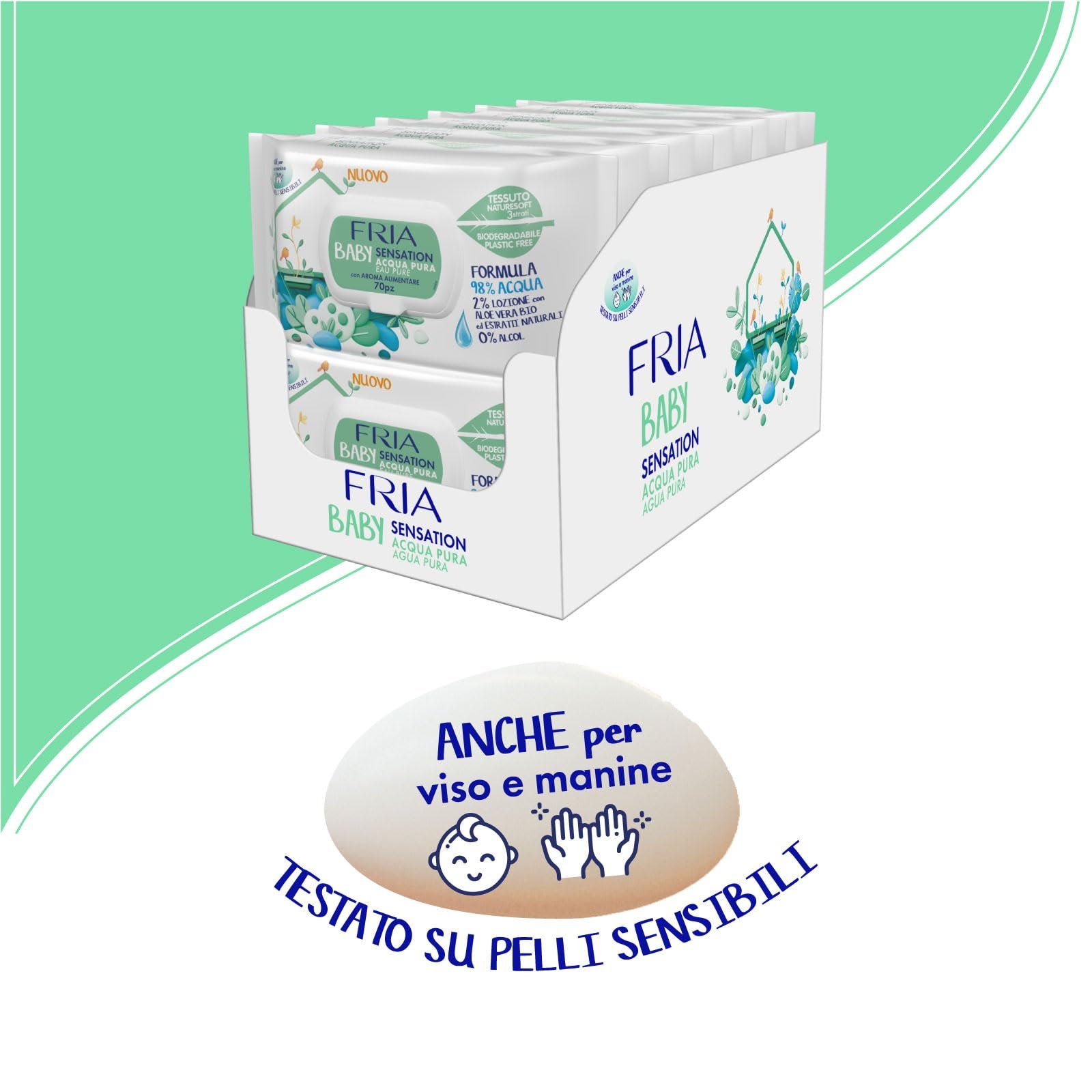Серветки дитячі Fria Baby Sensation Pure Water 840 шт., фото №5