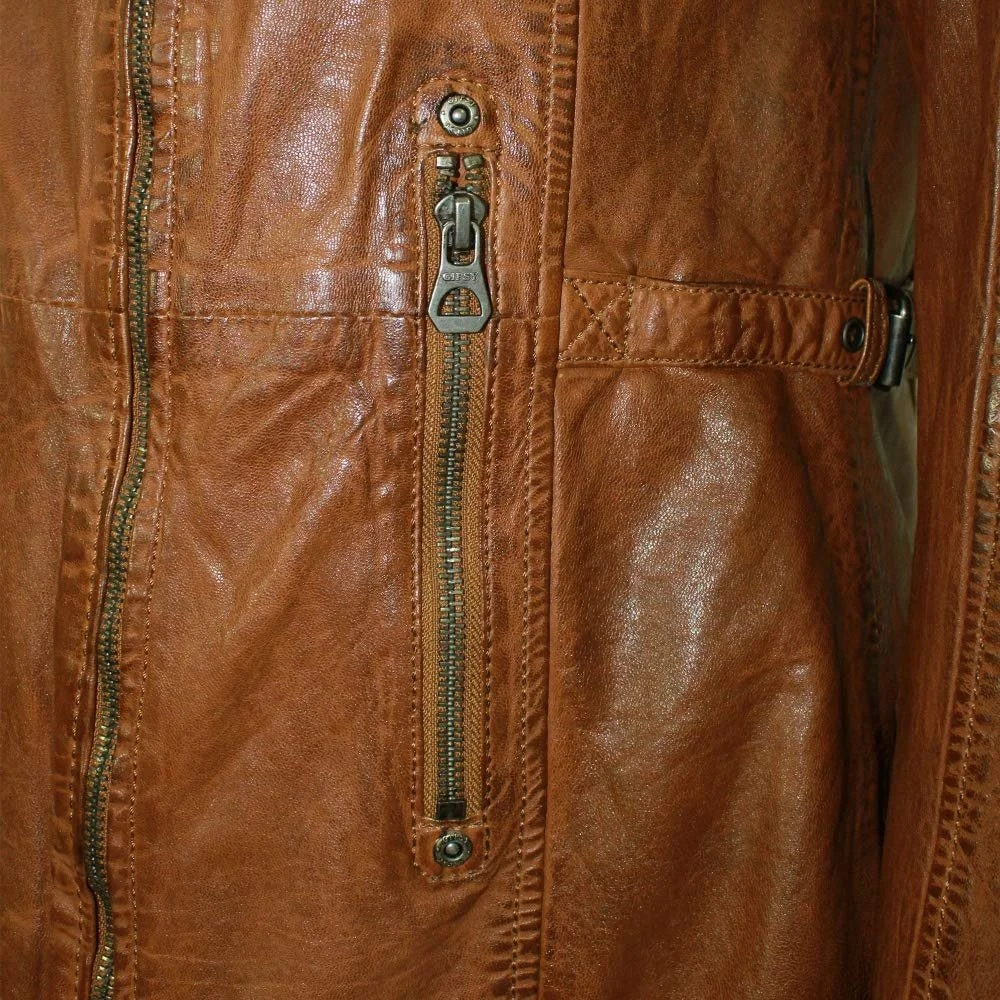 Шкіряне пальто Gipsy Lamb Nappa Cognac, фото №5