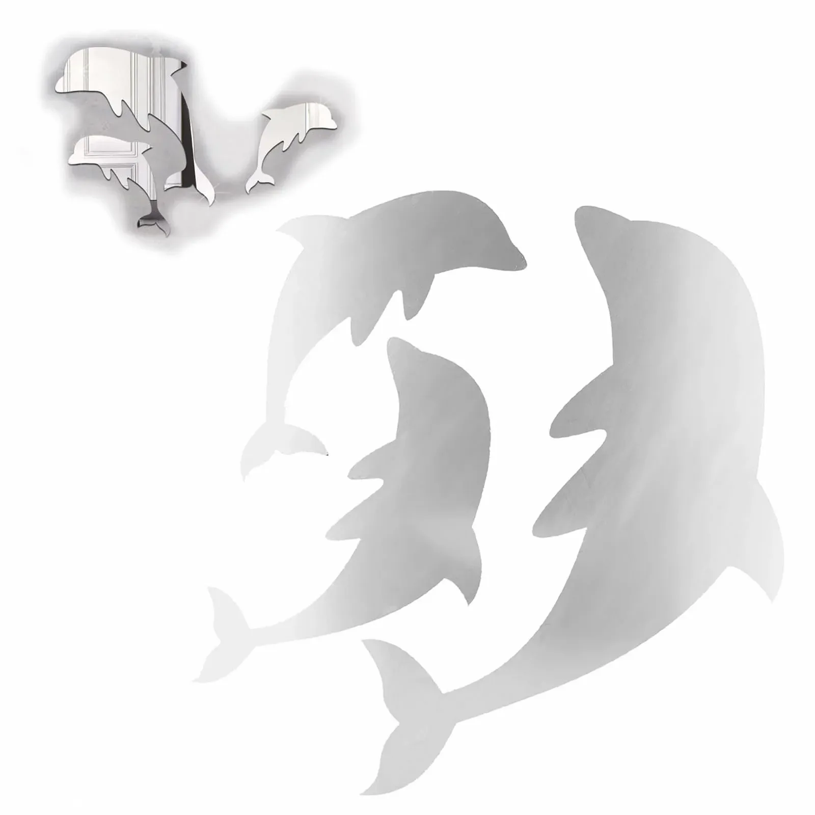 Наклейки на стіну Cute Dolphin Mirror у формі дельфінів Дзеркальні, фото №1 Наклейки на стіну Cute Dolphin Mirror у формі дельфінів Дзеркальні, фото №1