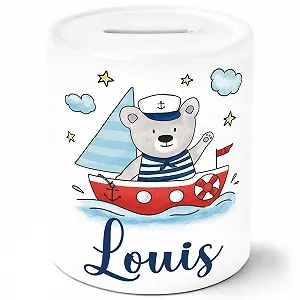 Скарбничка дитяча керамічна Ведмедик на кораблі - Фото 1