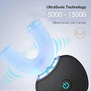 Ультразвукова зубна щітка Automatic U-Shaped 360° 4 режими Чорна synthetic.ua - Фото 1