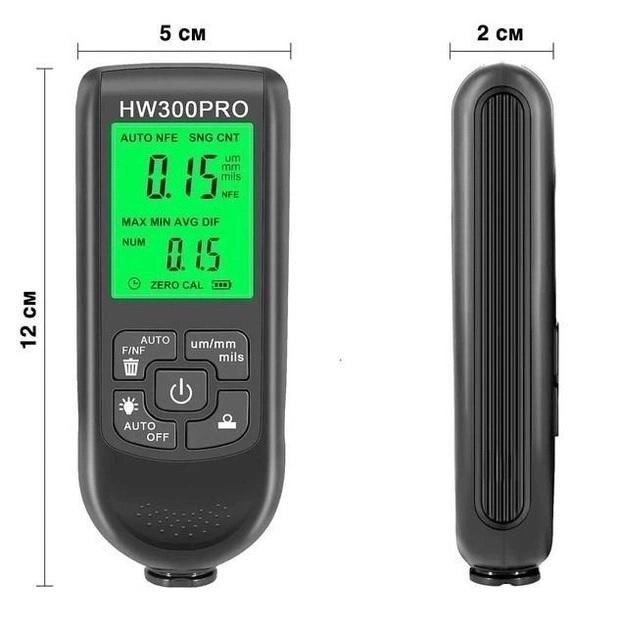 Цифровой толщиномер краски Xiamen HW-300 Pro 0-2000 мкм Fe и Nfe Черный, фото №7 Цифровой толщиномер краски Xiamen HW-300 Pro 0-2000 мкм Fe и Nfe Черный, фото №7