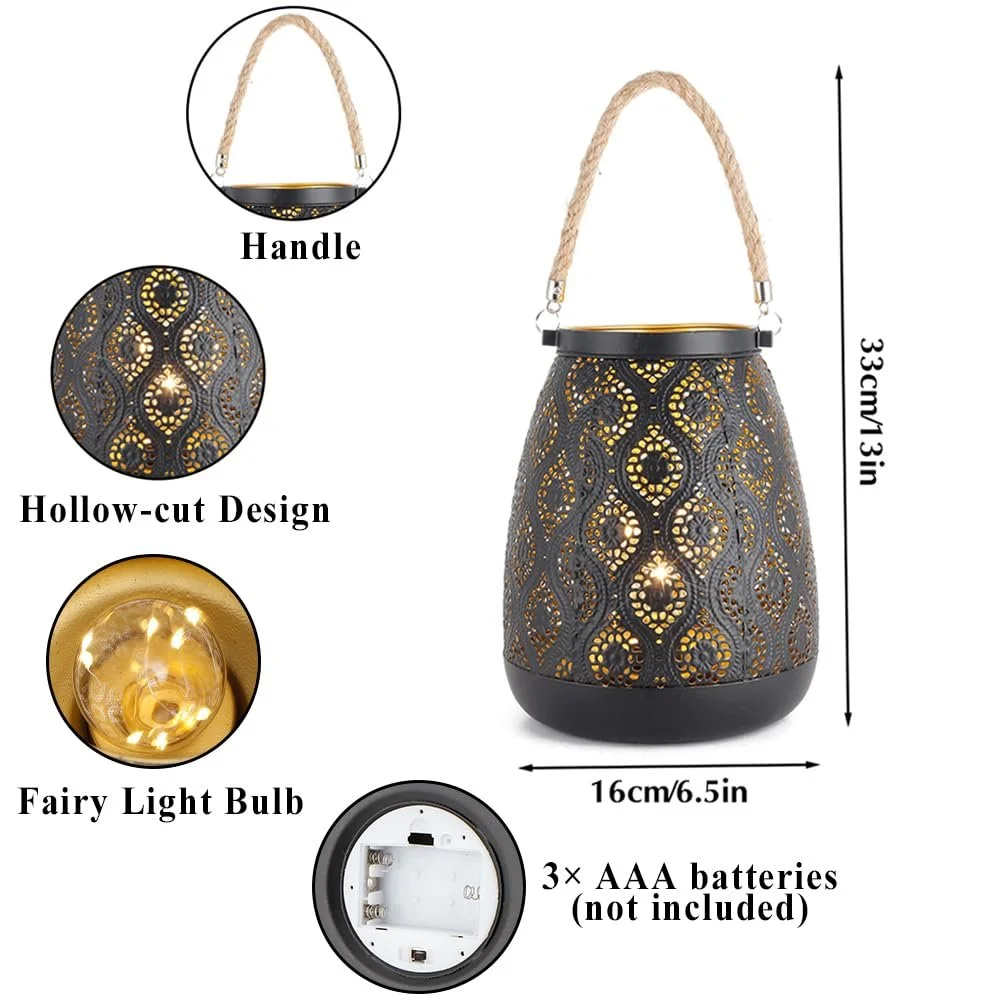 Настільна лампа-ліхтар TRIROCKS Moroccan 23 см Чорна з золотом, фото №3