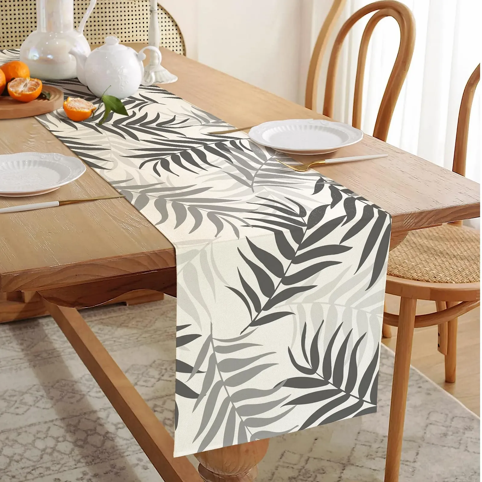 Ранер для столу YCOLL Plants Leaf Pattern Water-Repellent Washable Grey, фото №3 Ранер для столу YCOLL Plants Leaf Pattern Water-Repellent Washable Grey, фото №3