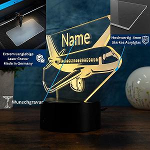 Ночник 3D Personalised Airplane Самолет LED с именем и изменением цвета synthetic.ua - Фото 1