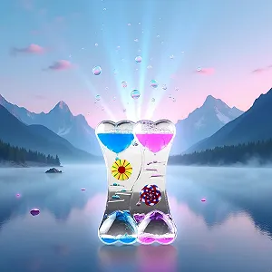 Жидкостный песочные часы Double Heart Двойное сердце Синий/Розовый synthetic.ua - Фото 1