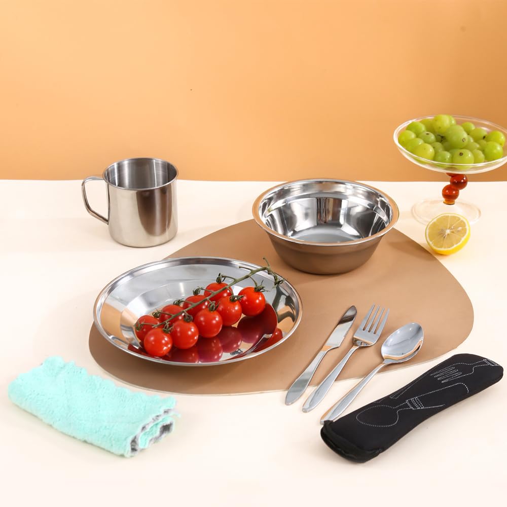 Набор столовых приборов Gobesty Camping 7 предметов Stainless Steel с ножом, вилкой, ложкой и сумкой для походов, фото №5